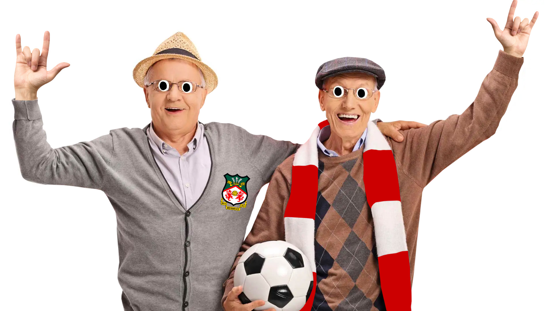 Two elderly Wrexham football fans