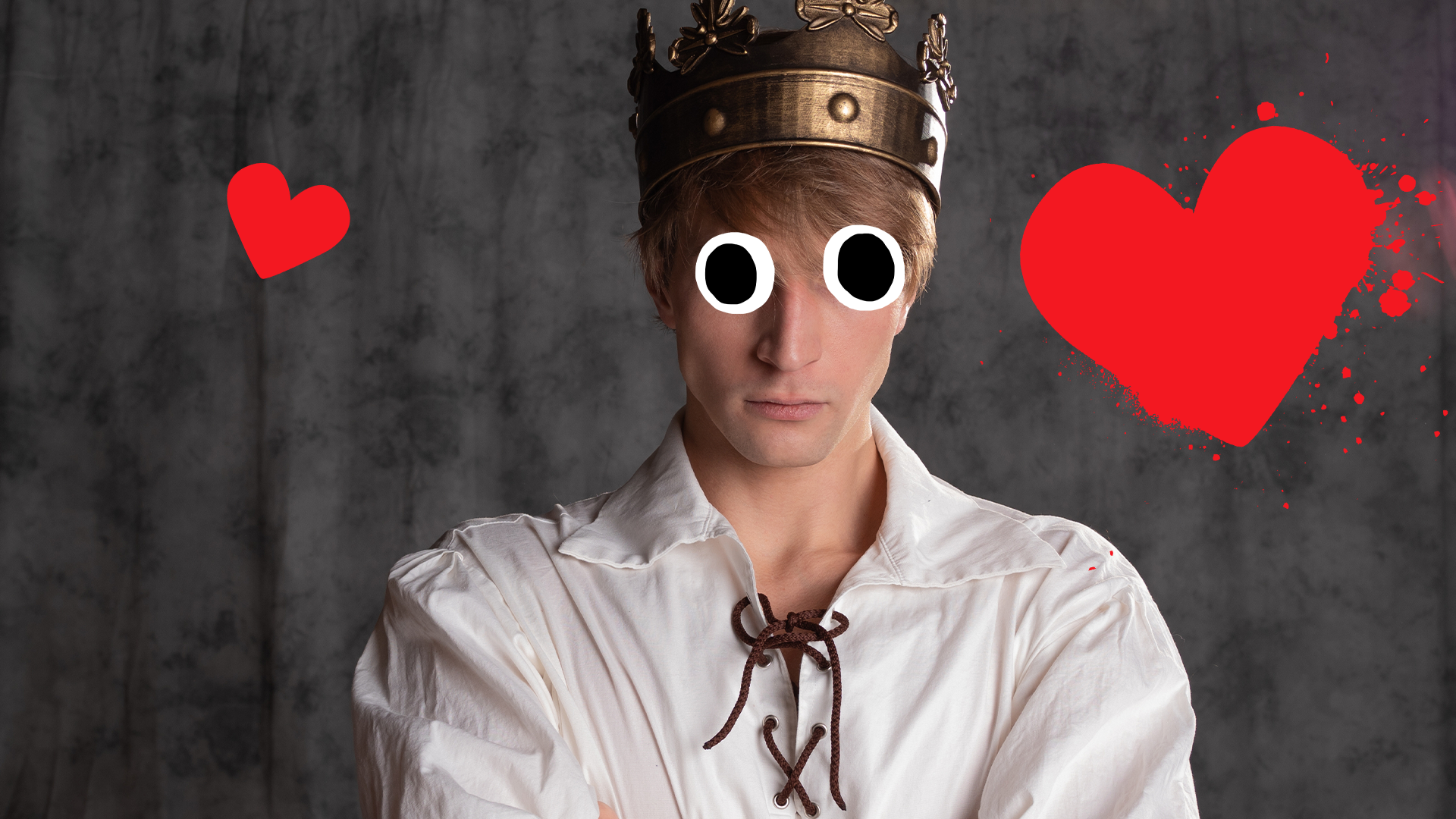 Handsome prince with love hearts