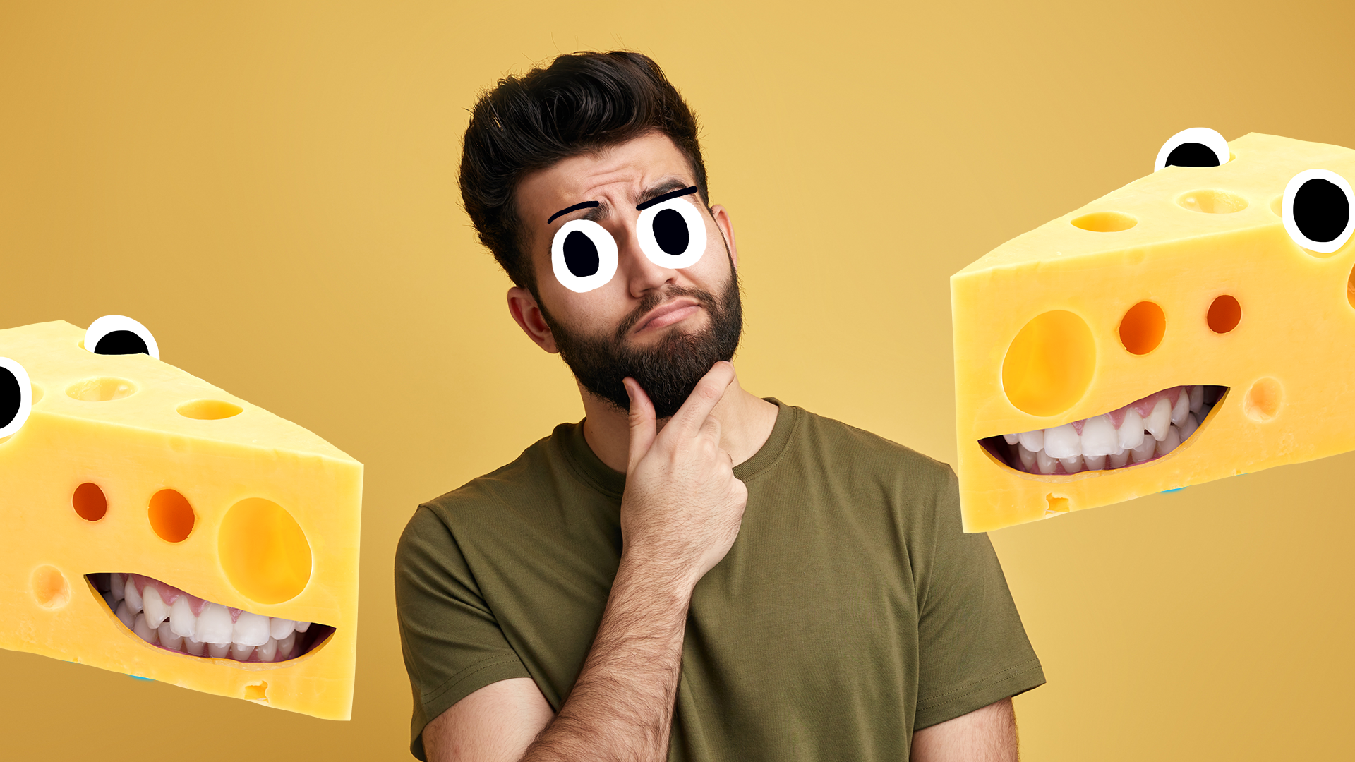 Man thinking with Beano cheese