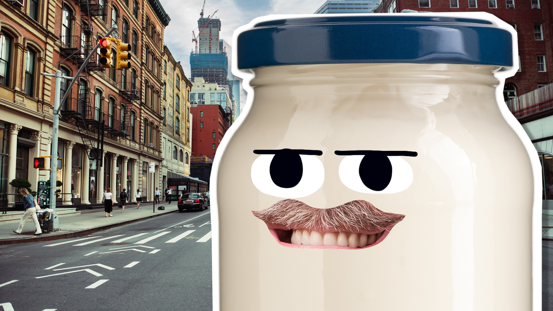 A jar of mayonnaise in a New York street