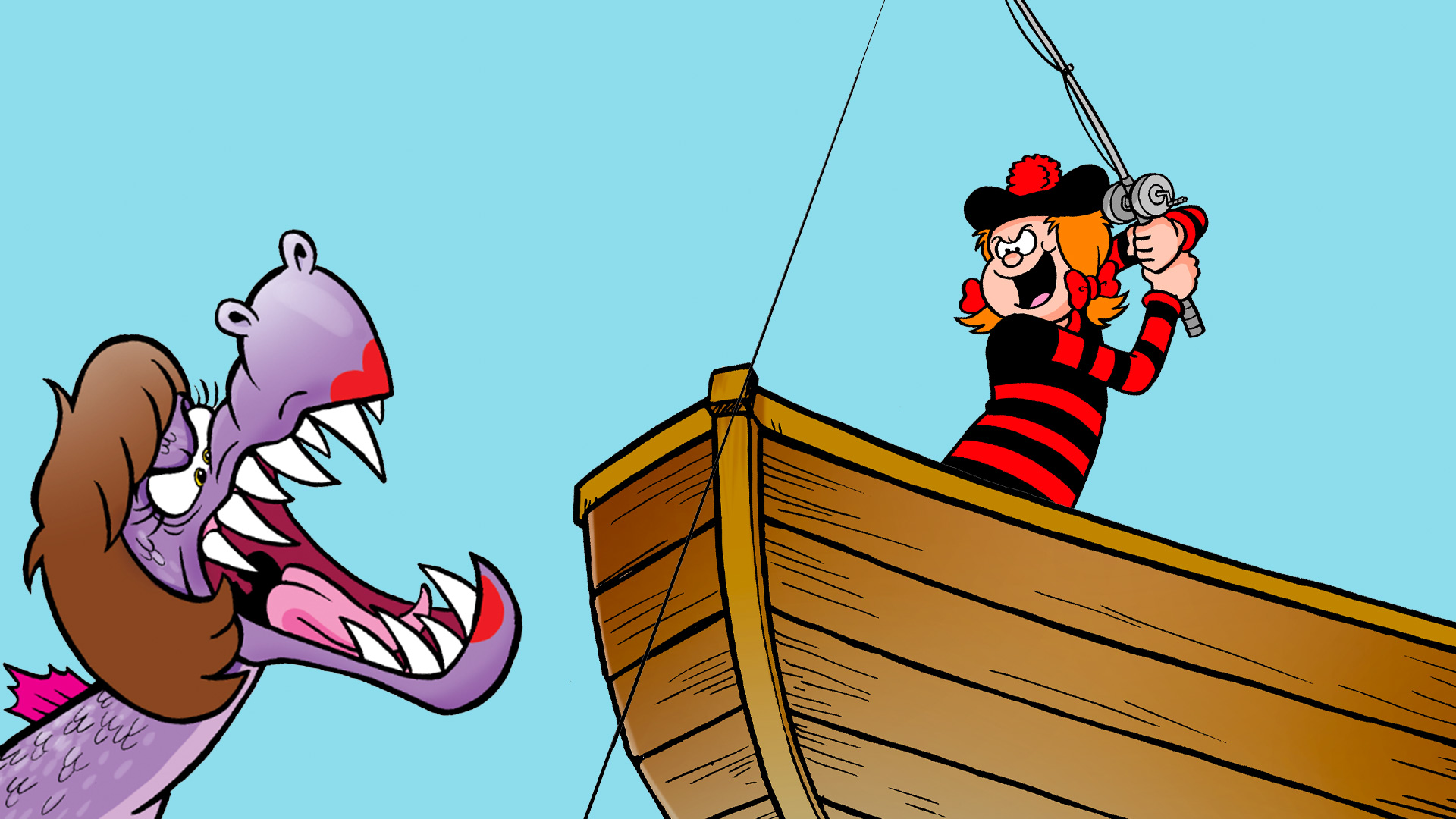 Minnie in a boat