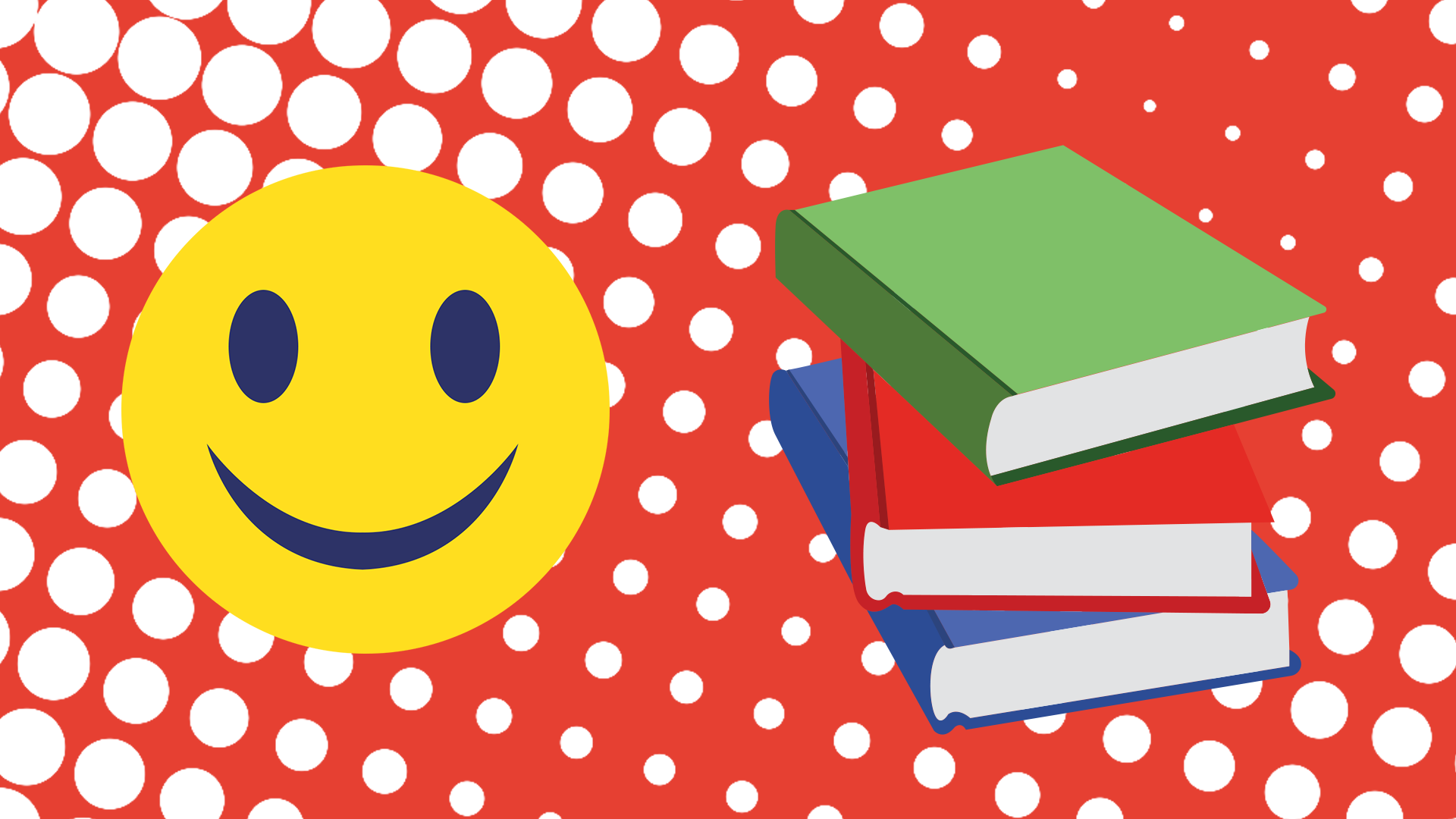 A smiley face and books emoji