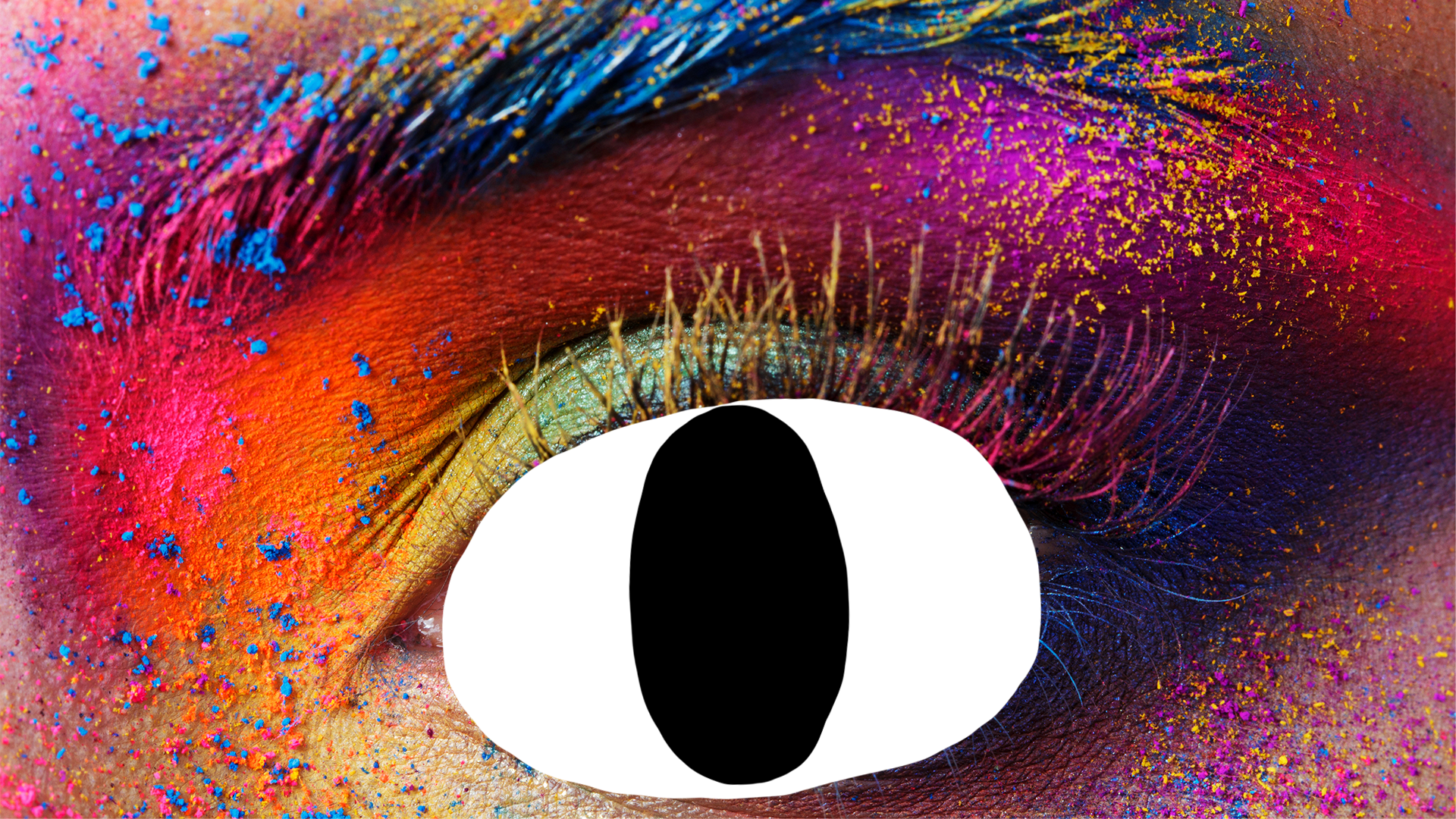 An eye surrounded by lots of colours