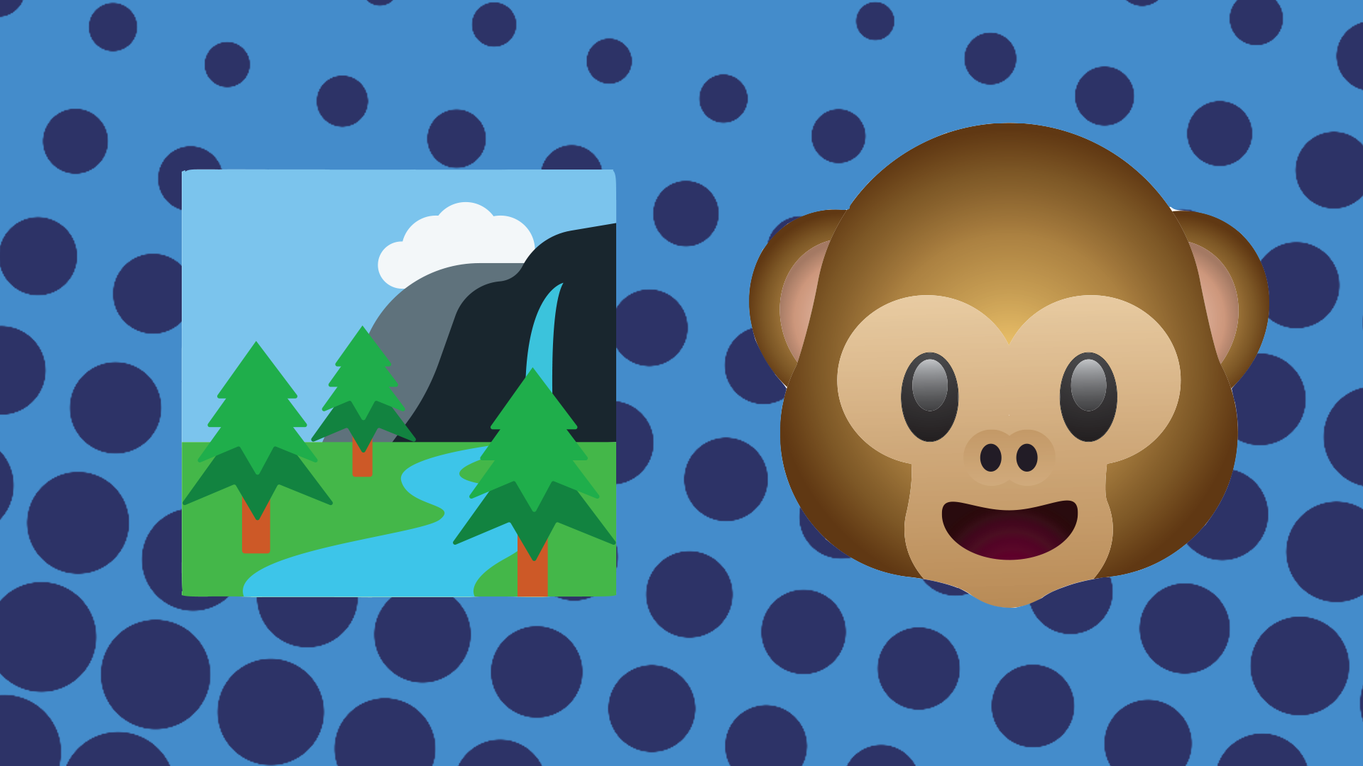 A river and a monkey emoji