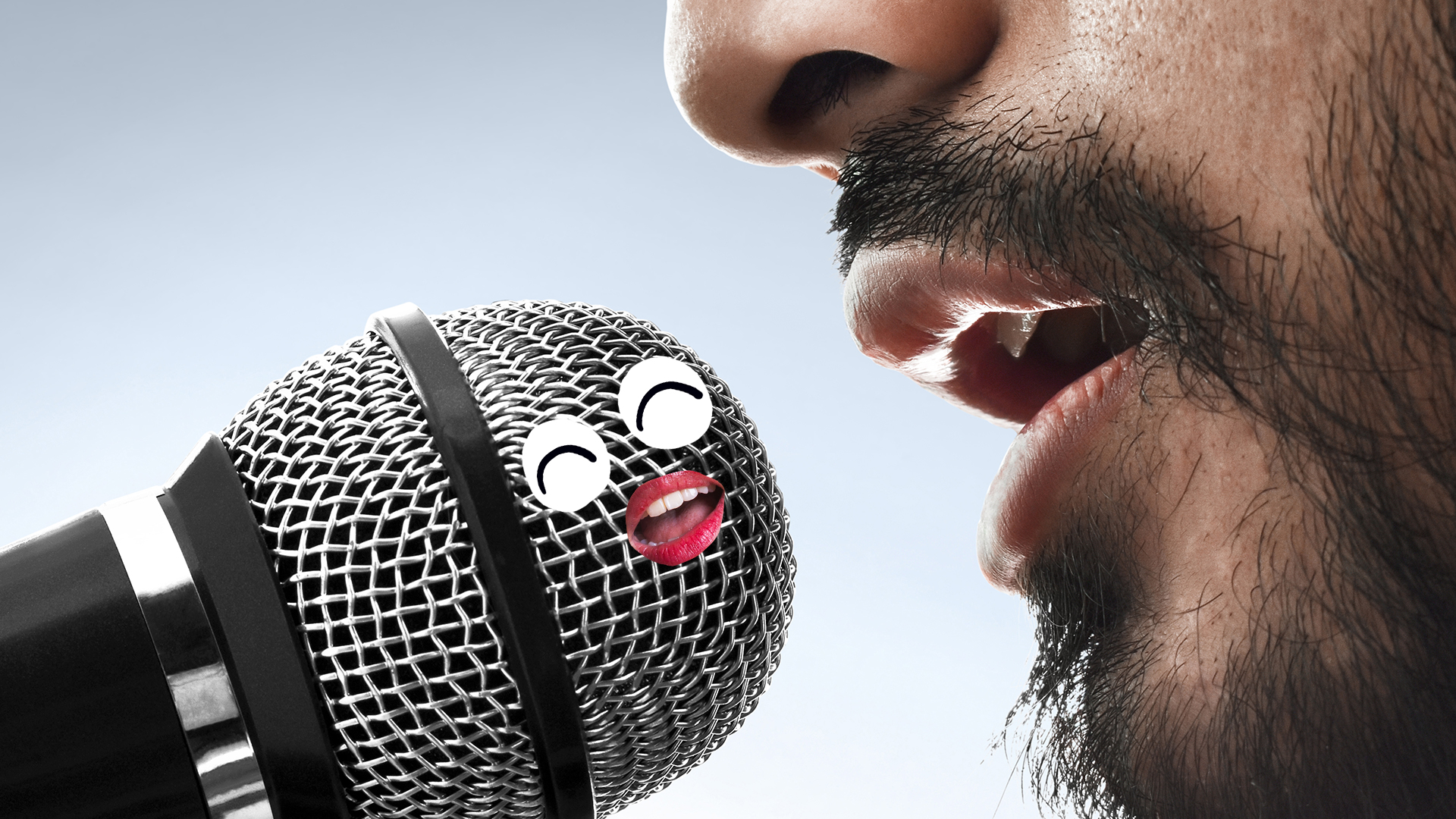 A man speaking into a microphone