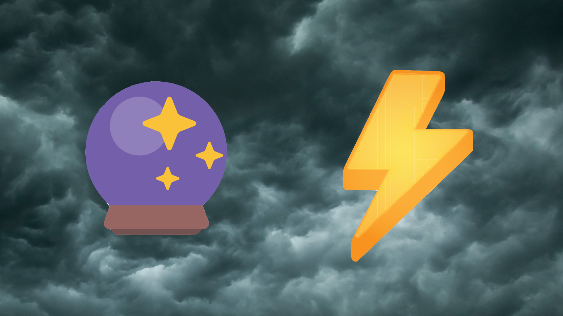 A crystal ball and bolt of lightning emoji