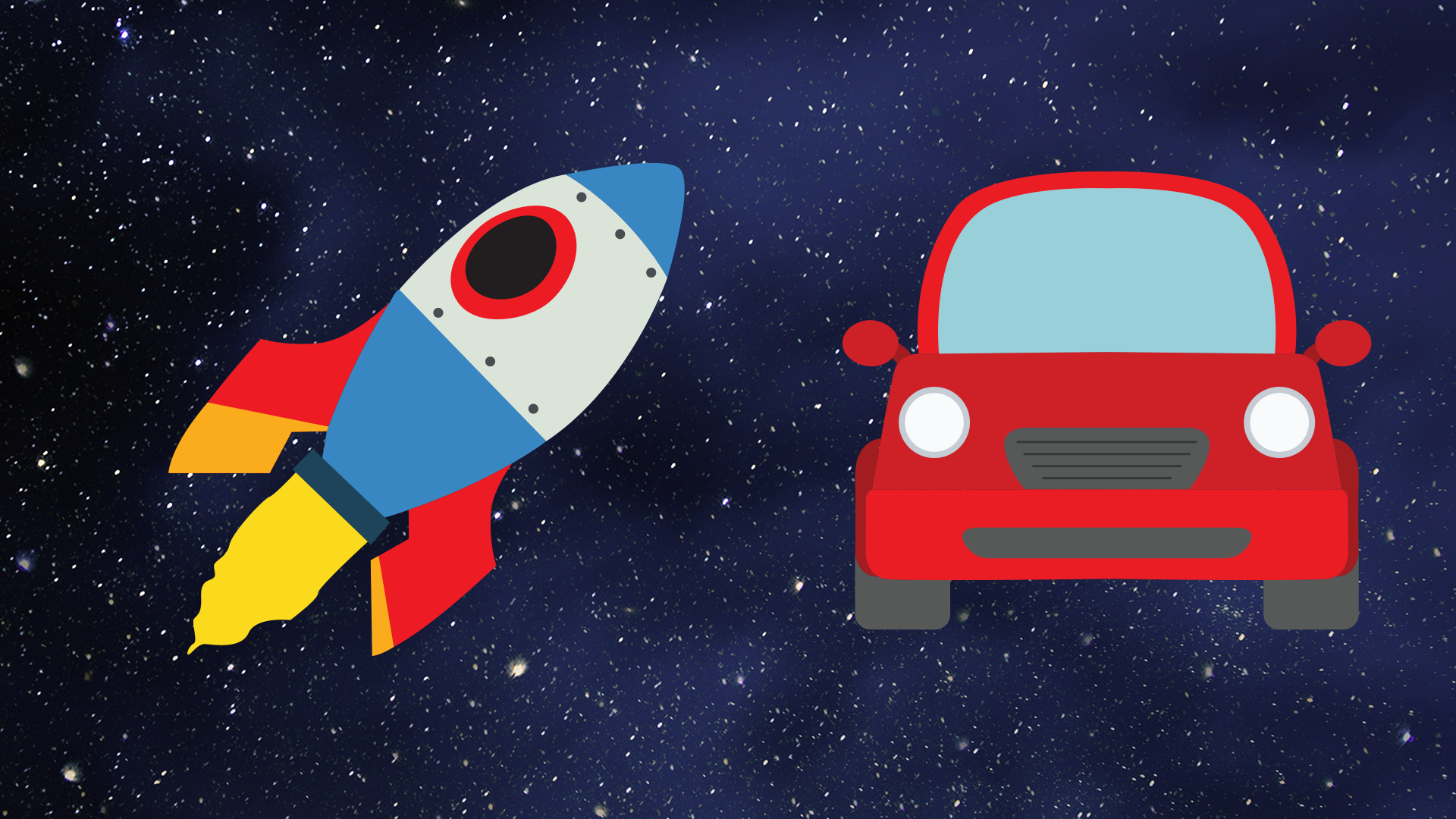 A rocket and a car emoji