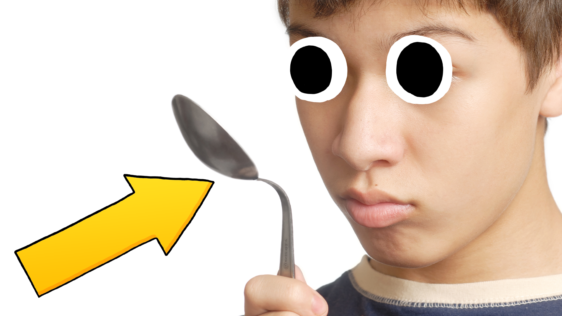 Boy bending a spoon with his mind
