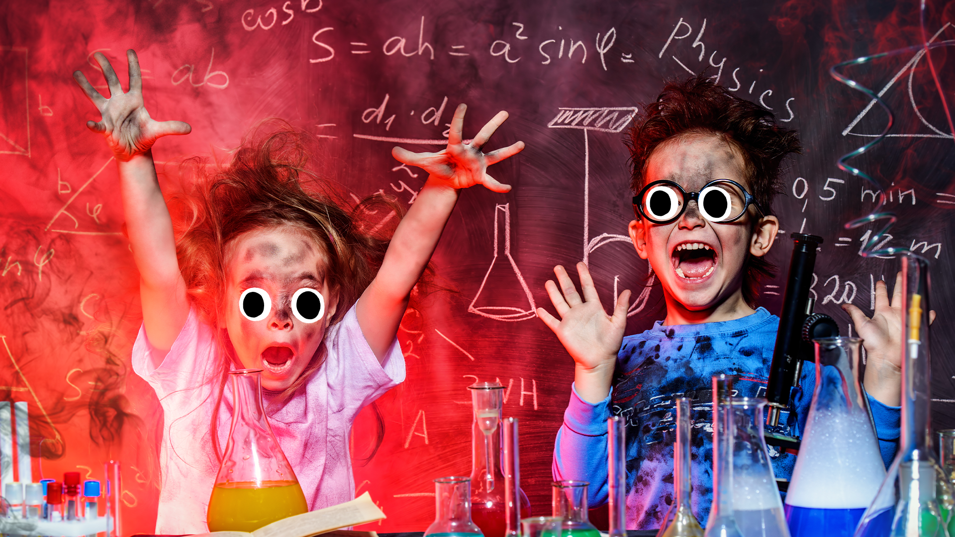 Two kids doing a science experiment 