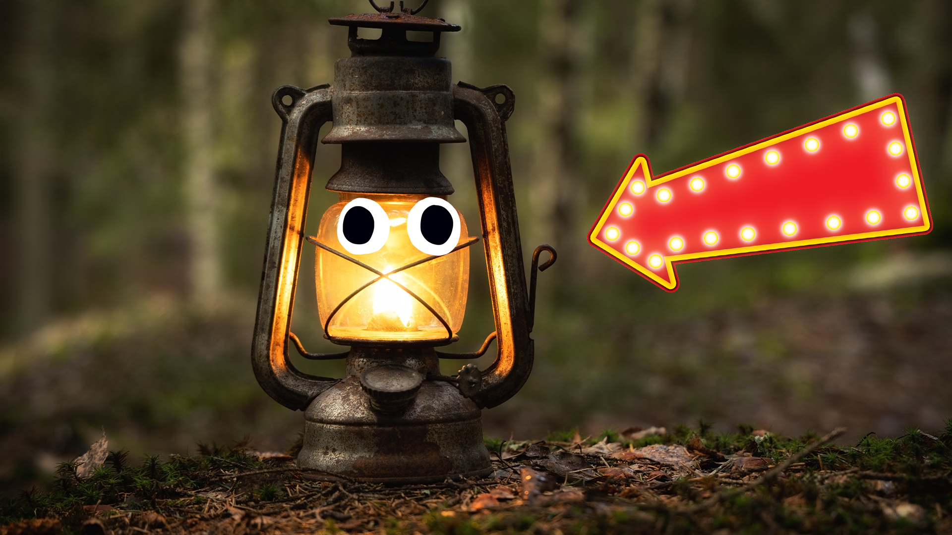 Lantern with arrow and eyes