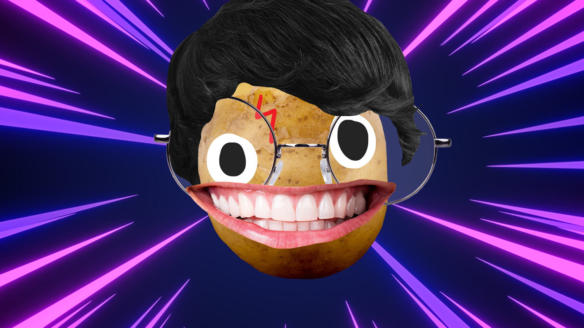 Potato Harry on laser background