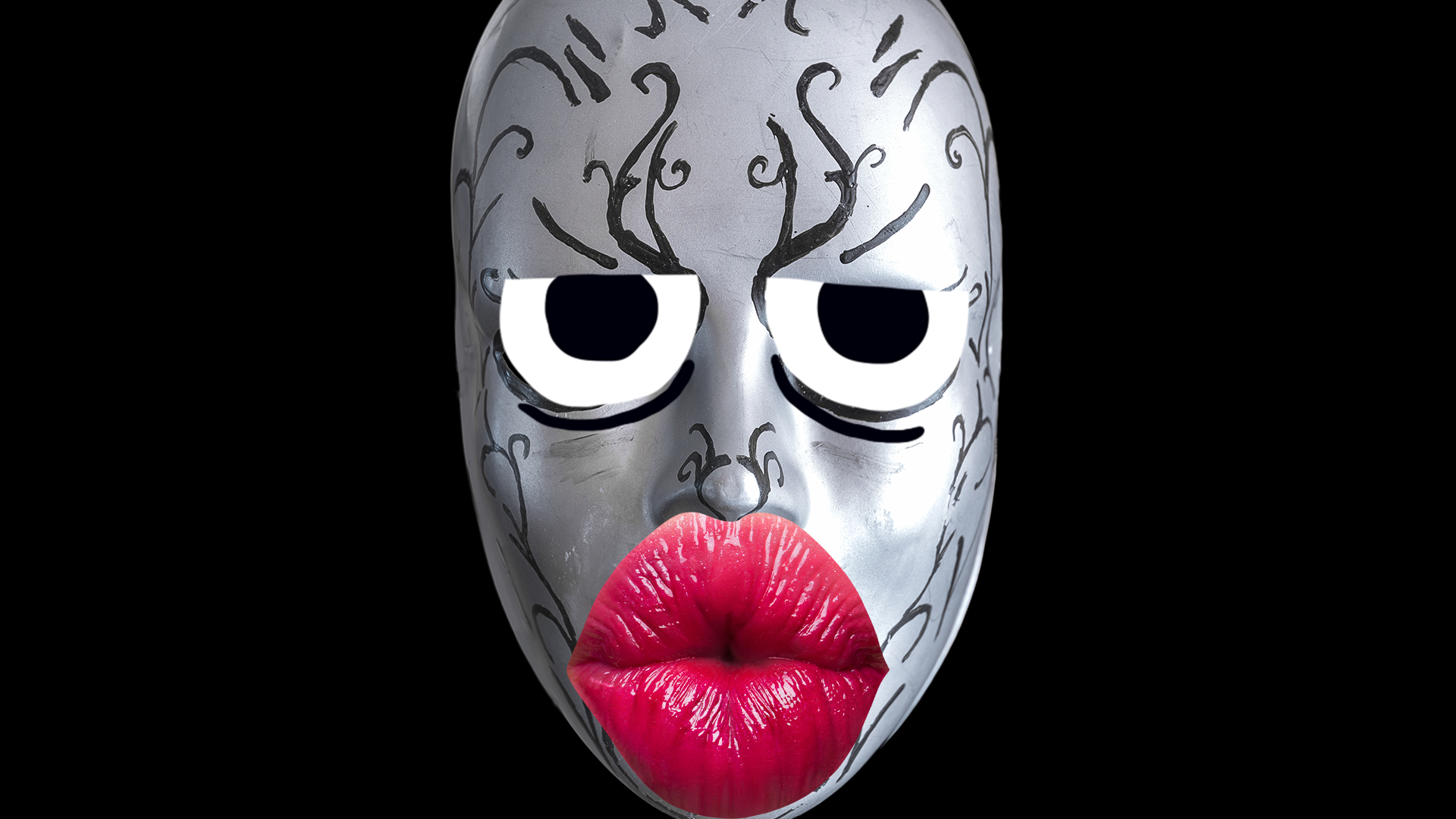 Creepy mask making a kissy face
