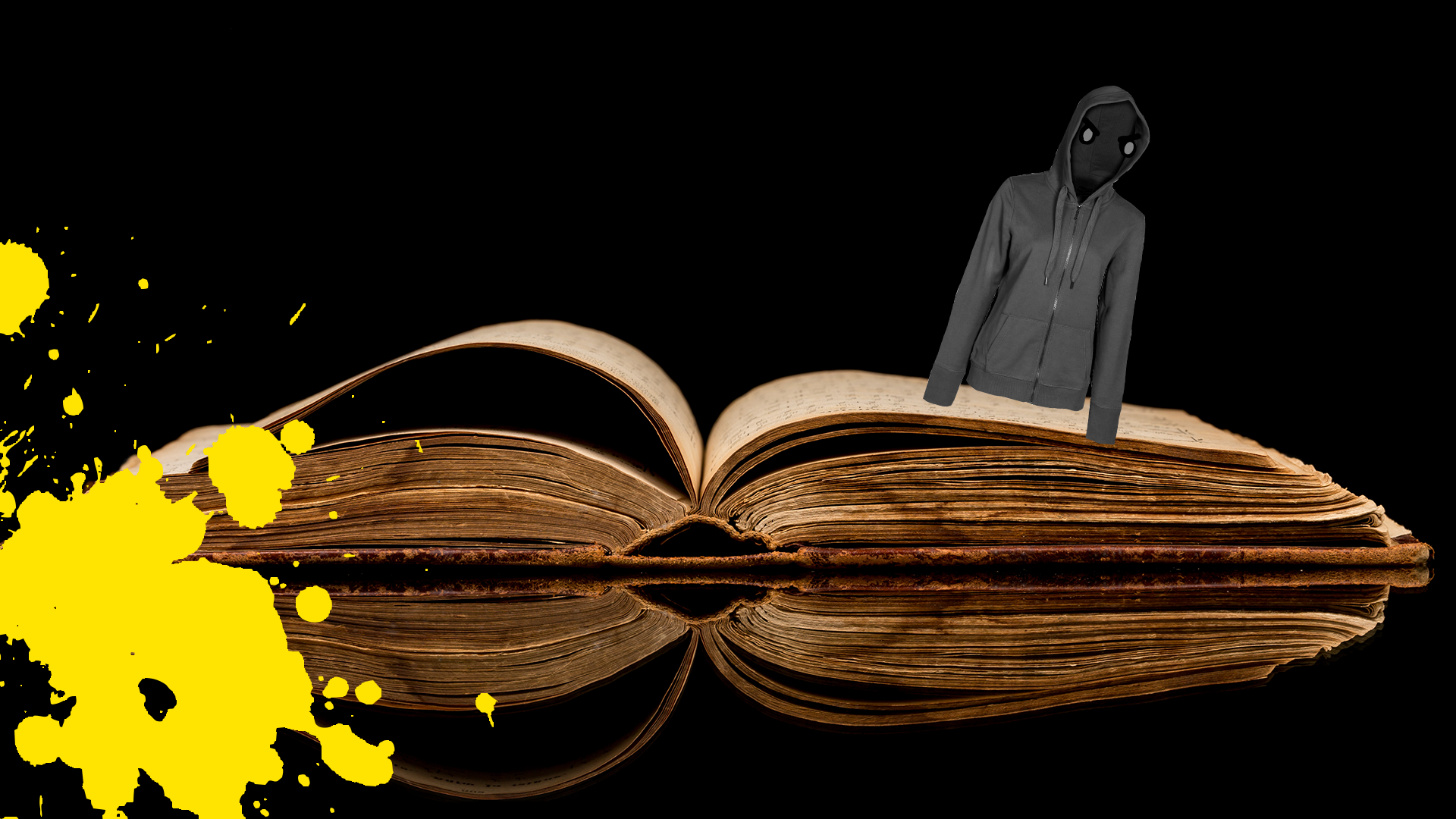 Dementor popping out of a book with splat