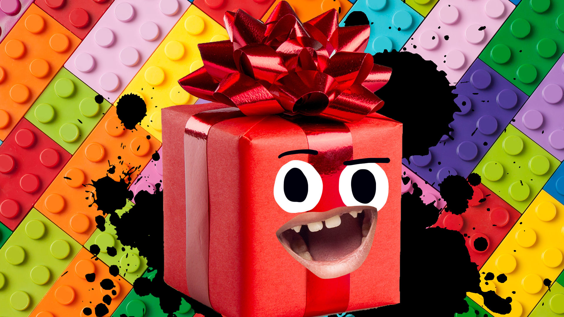 A wrapped gift and background of Lego