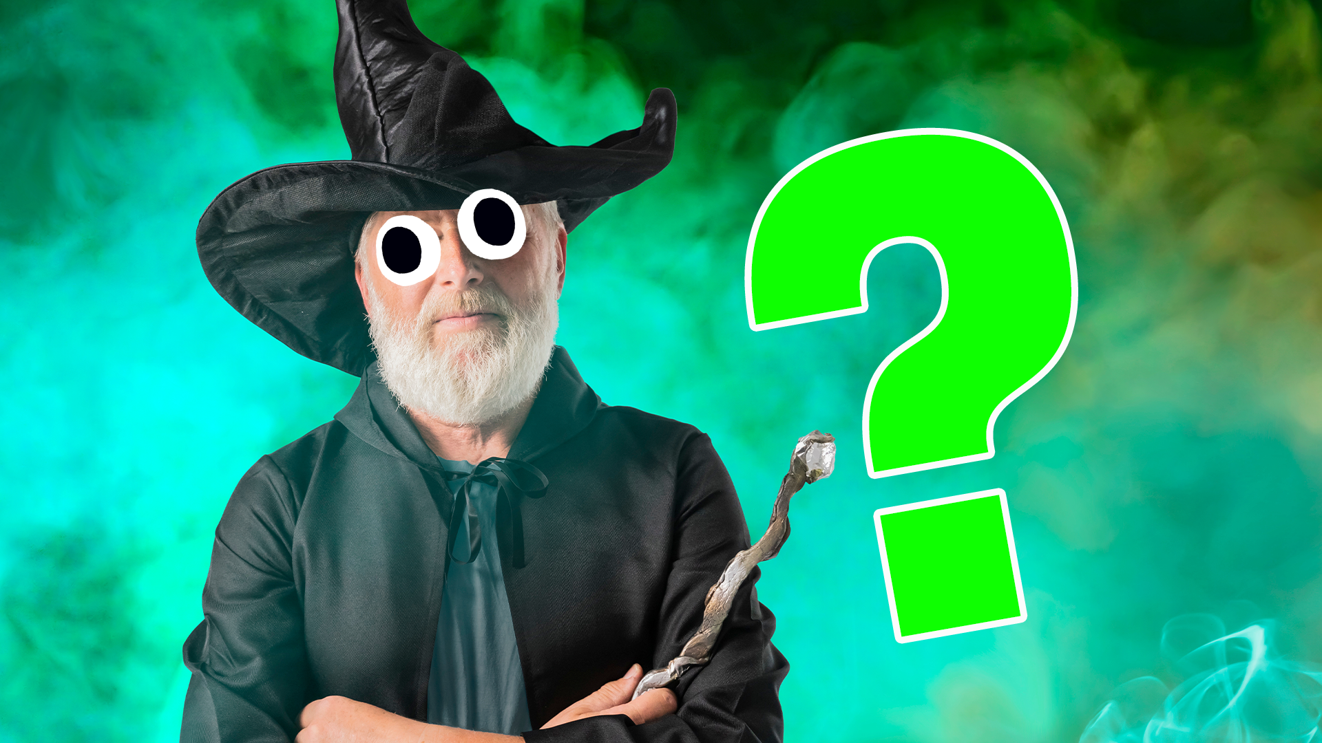 Wizard and a green question mark