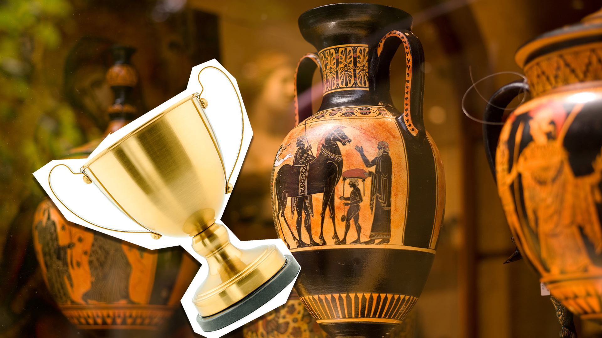 Greek vases and a trophy