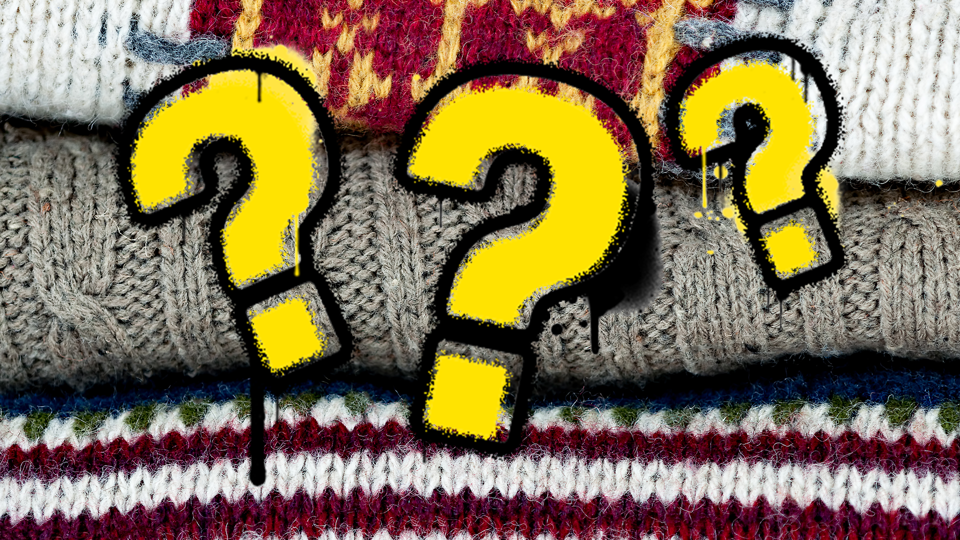 Wooly clothes and question marks
