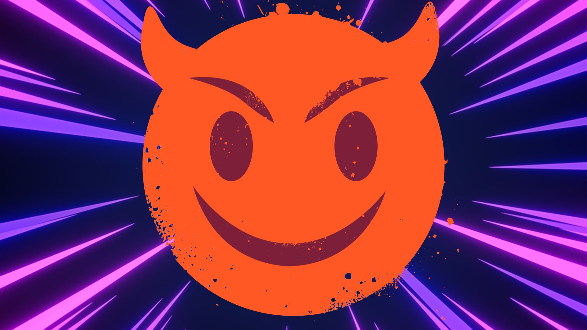 Devil emoji on laser background