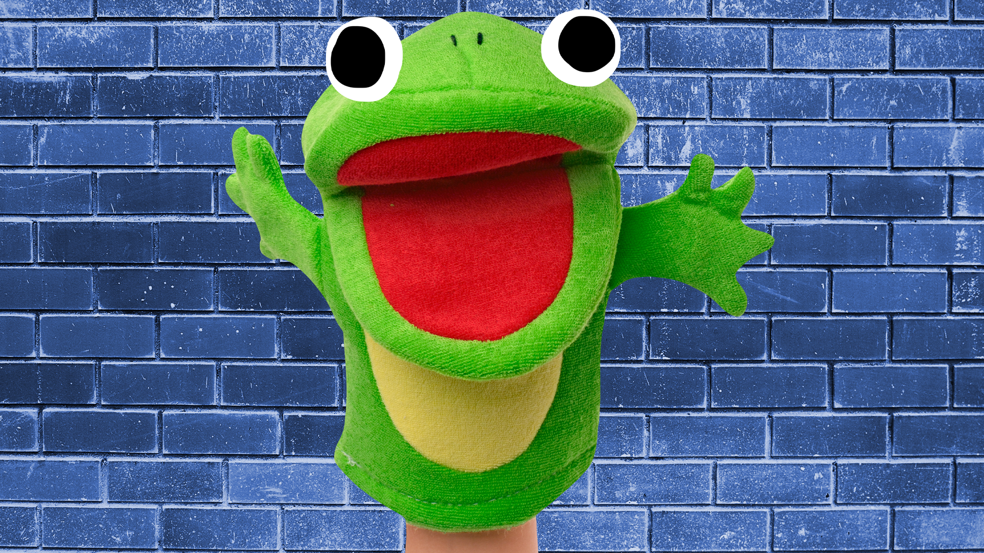 Beano Kermit on brick background