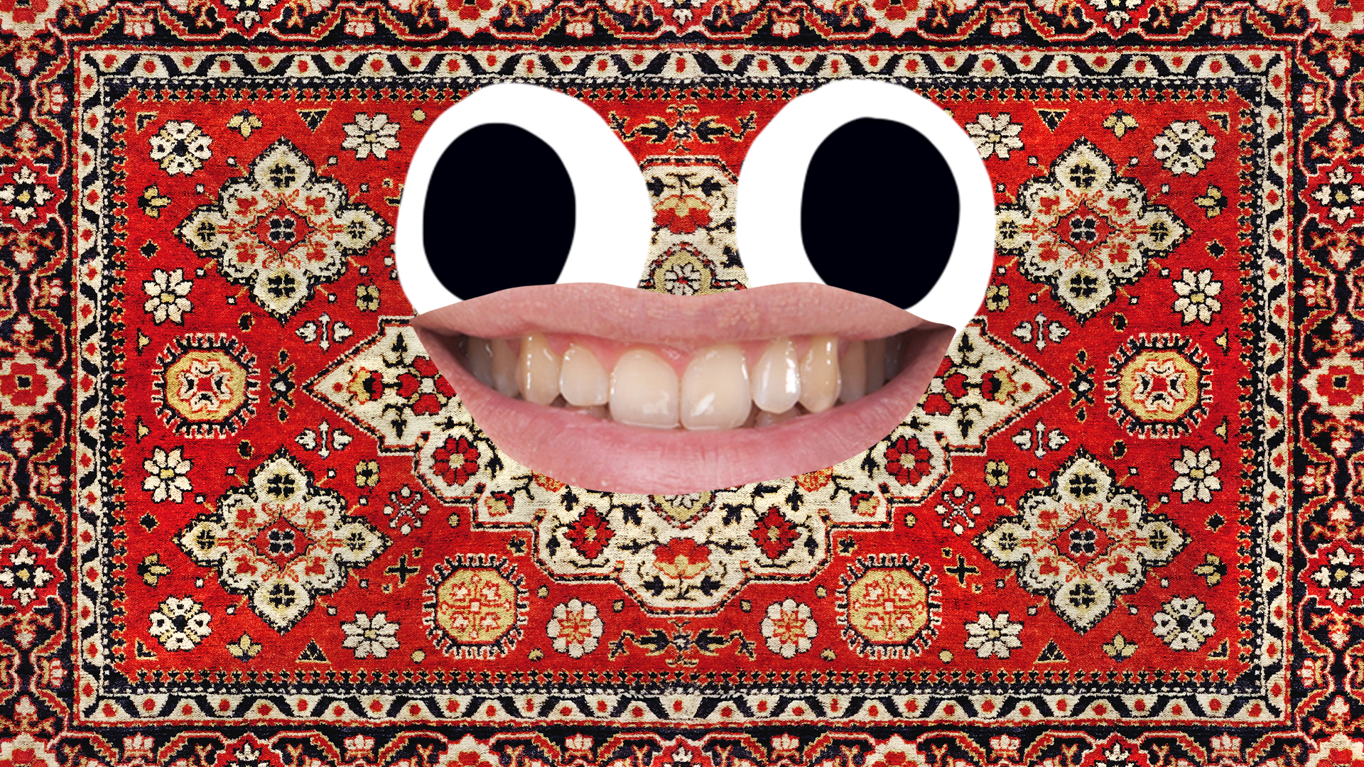 Carpet with goofy face