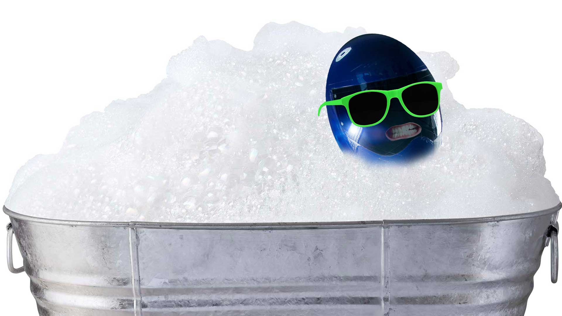 A bobsledder in a bubbly bath