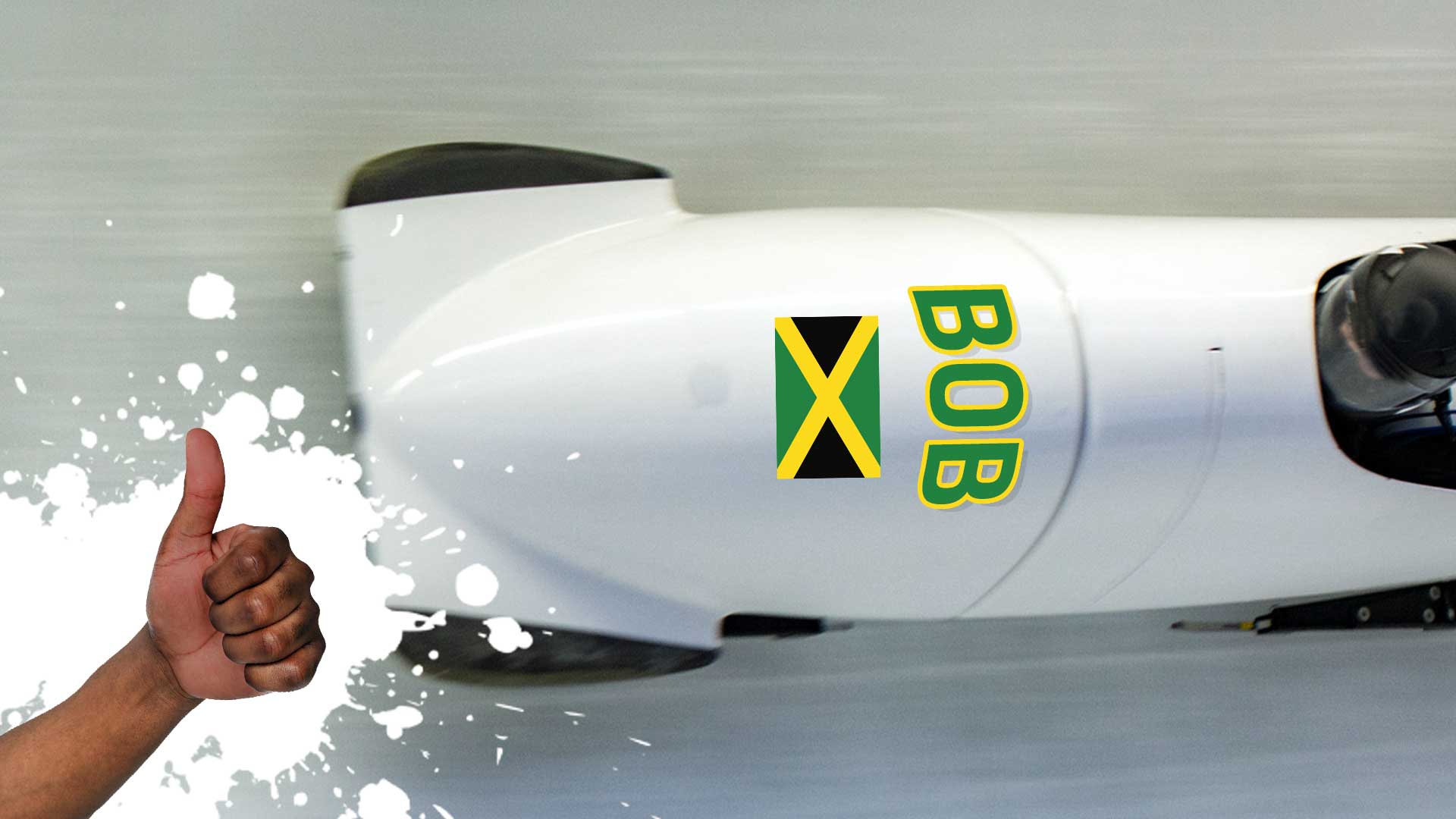 A bobsleigh with a Jamaican flag and the word Bob on the front