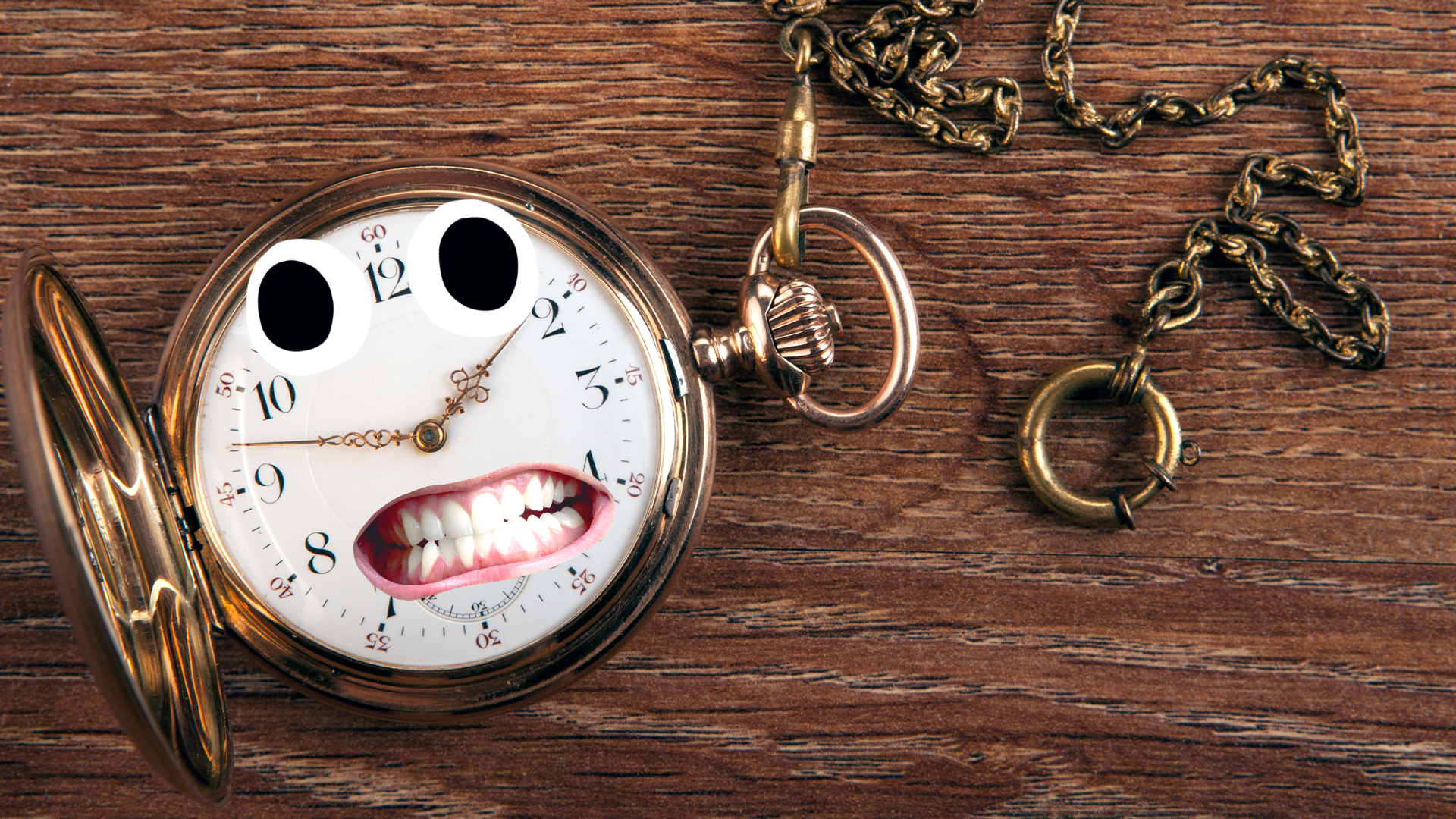 Pocket watch with derpy face