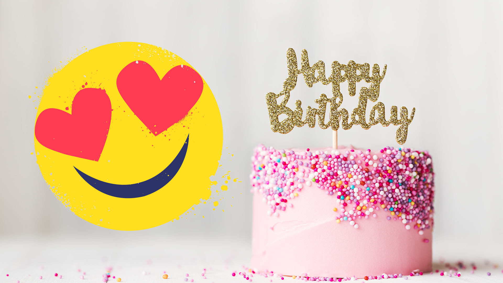Birthday cake and heart eyes emoji