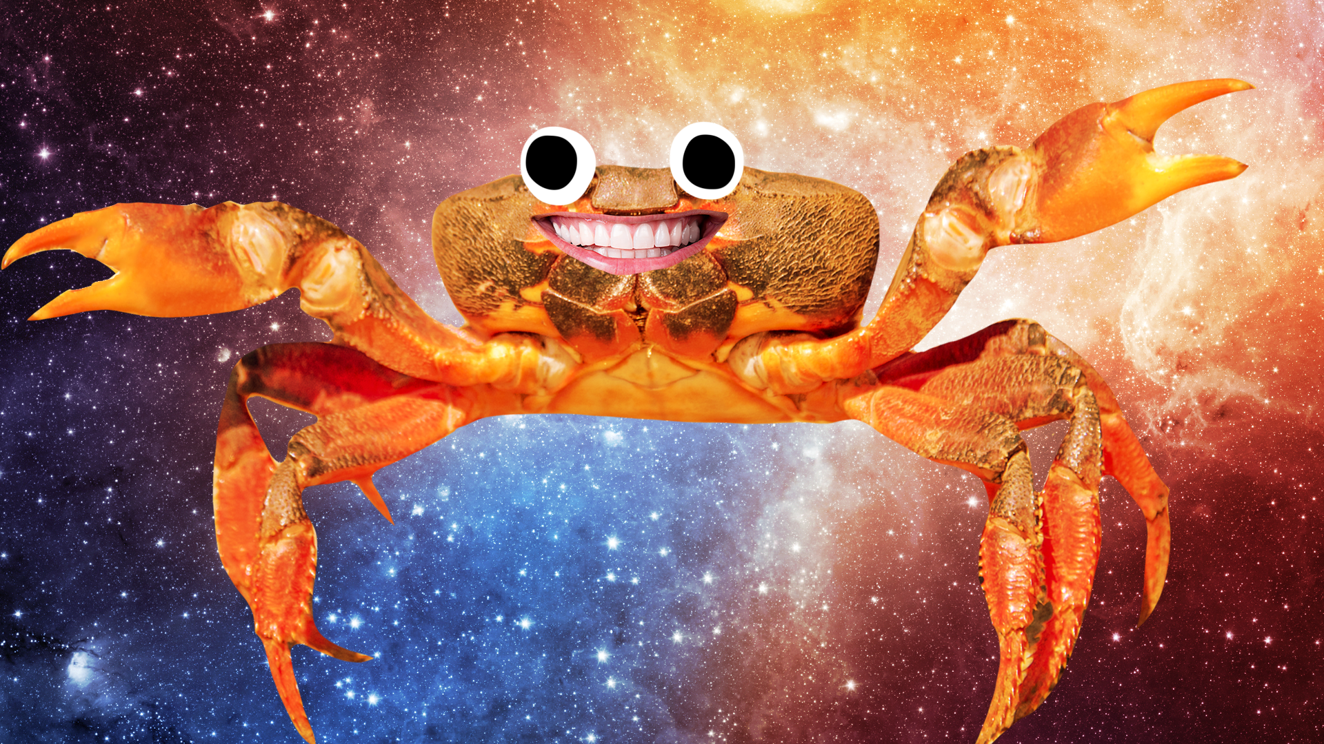 Goofy crab on starry background