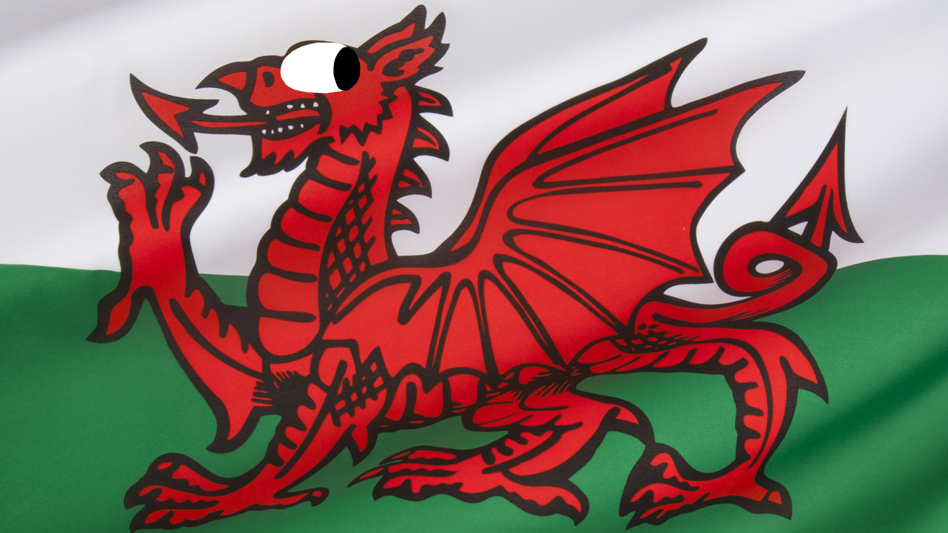 Welsh flag with side eye dragon