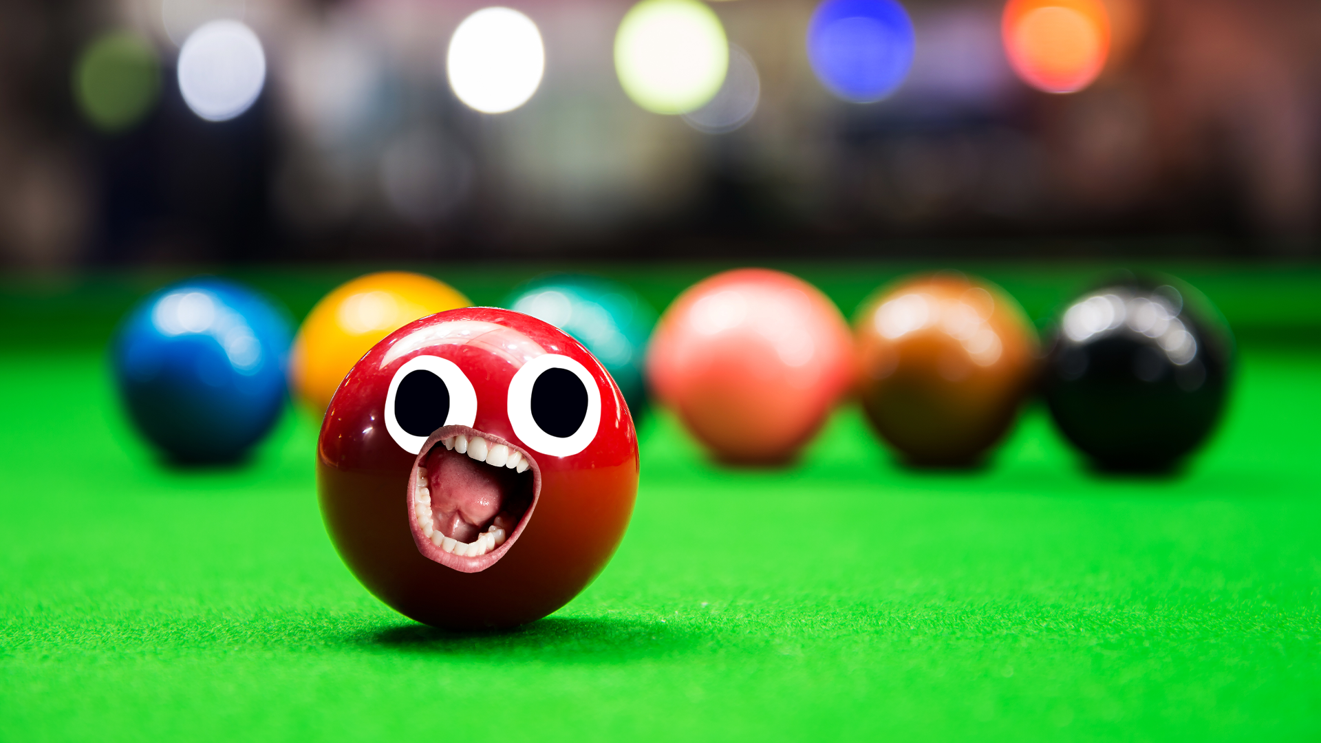 Snooker ball with a goofy face