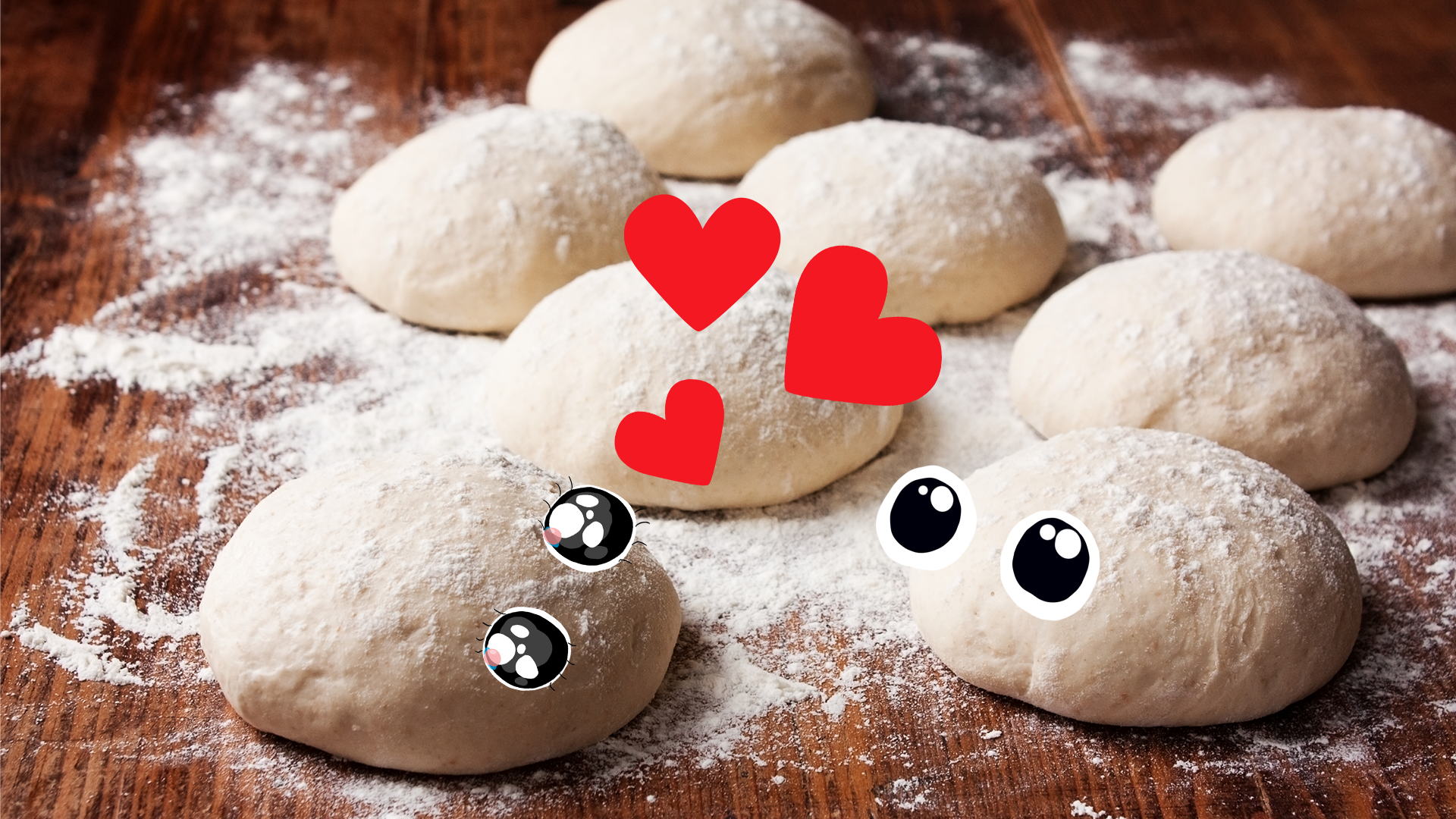 A some balls of dough