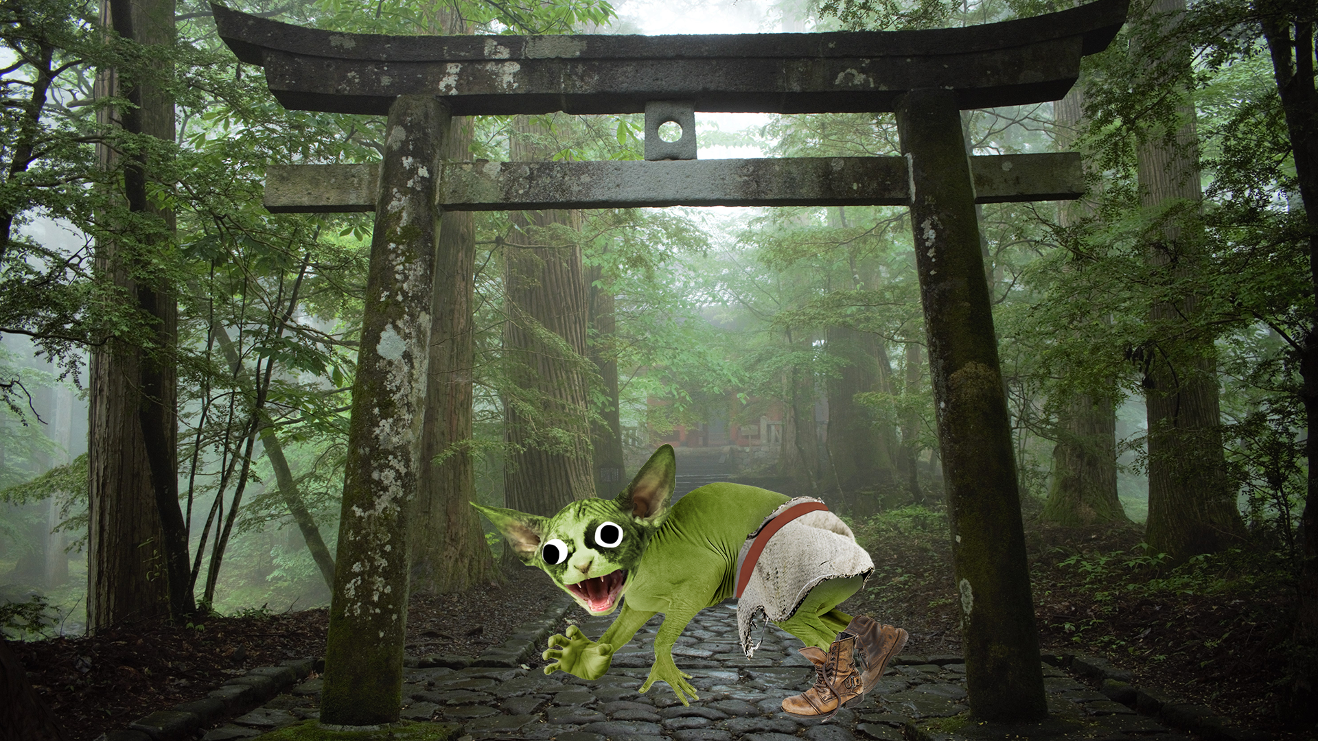 A goblin in a spooky forest