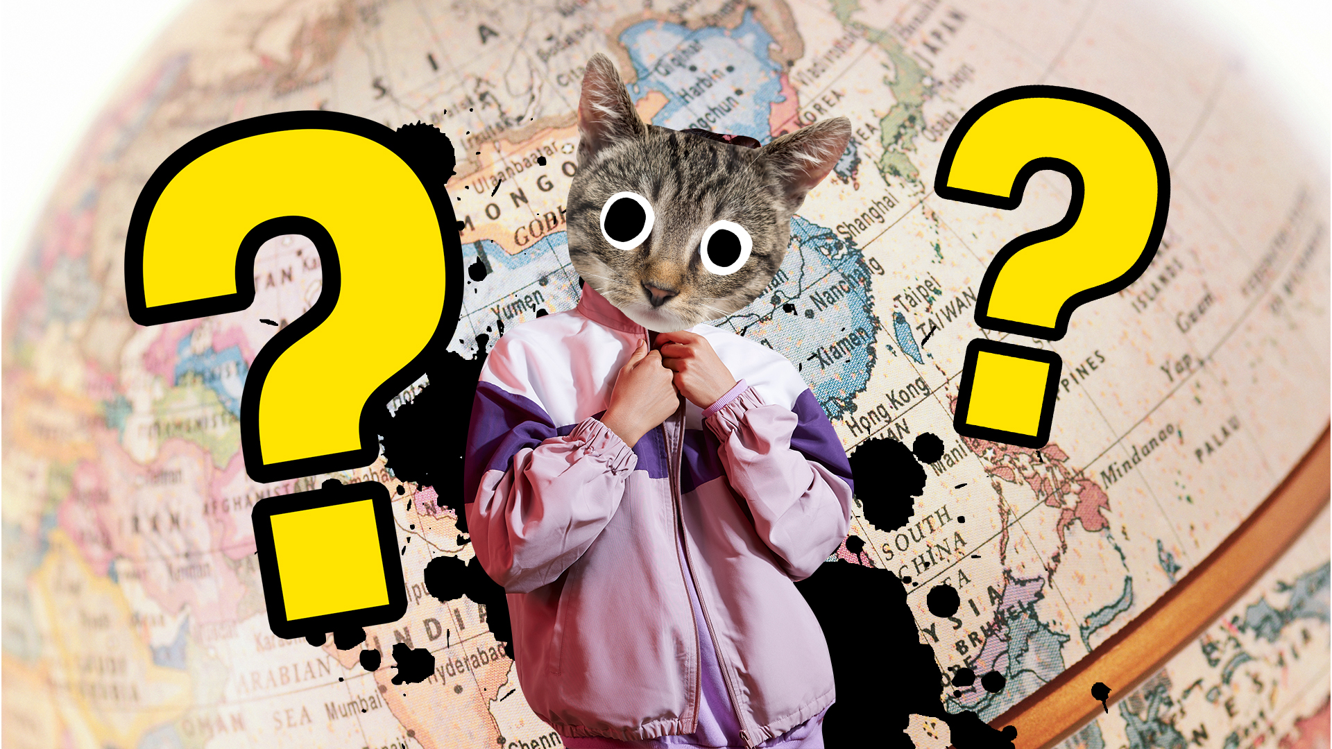 A K-pop Cat on a map of East Asia