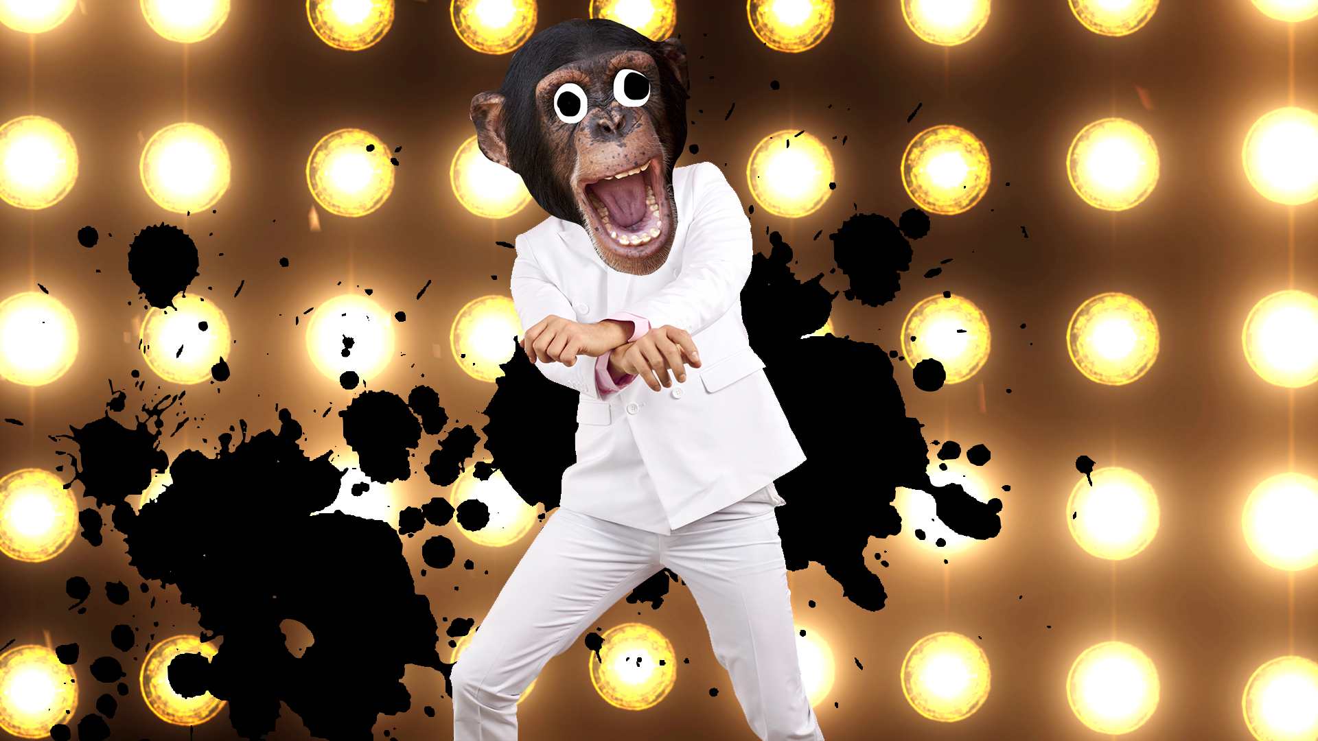 A monkey man dances Gangnam Style