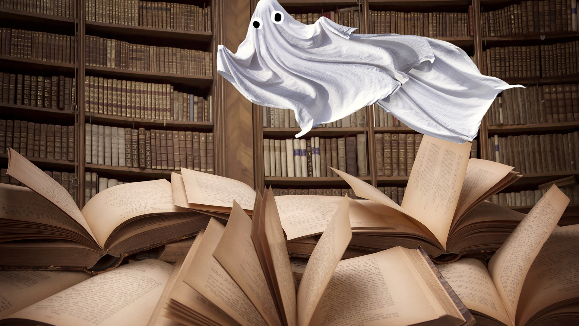 A Beano ghost in a room of dusty books