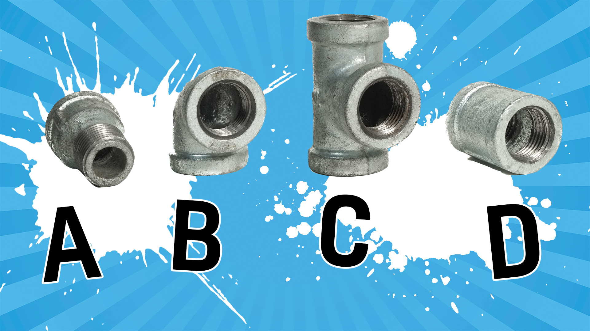 Four different pipe fittings