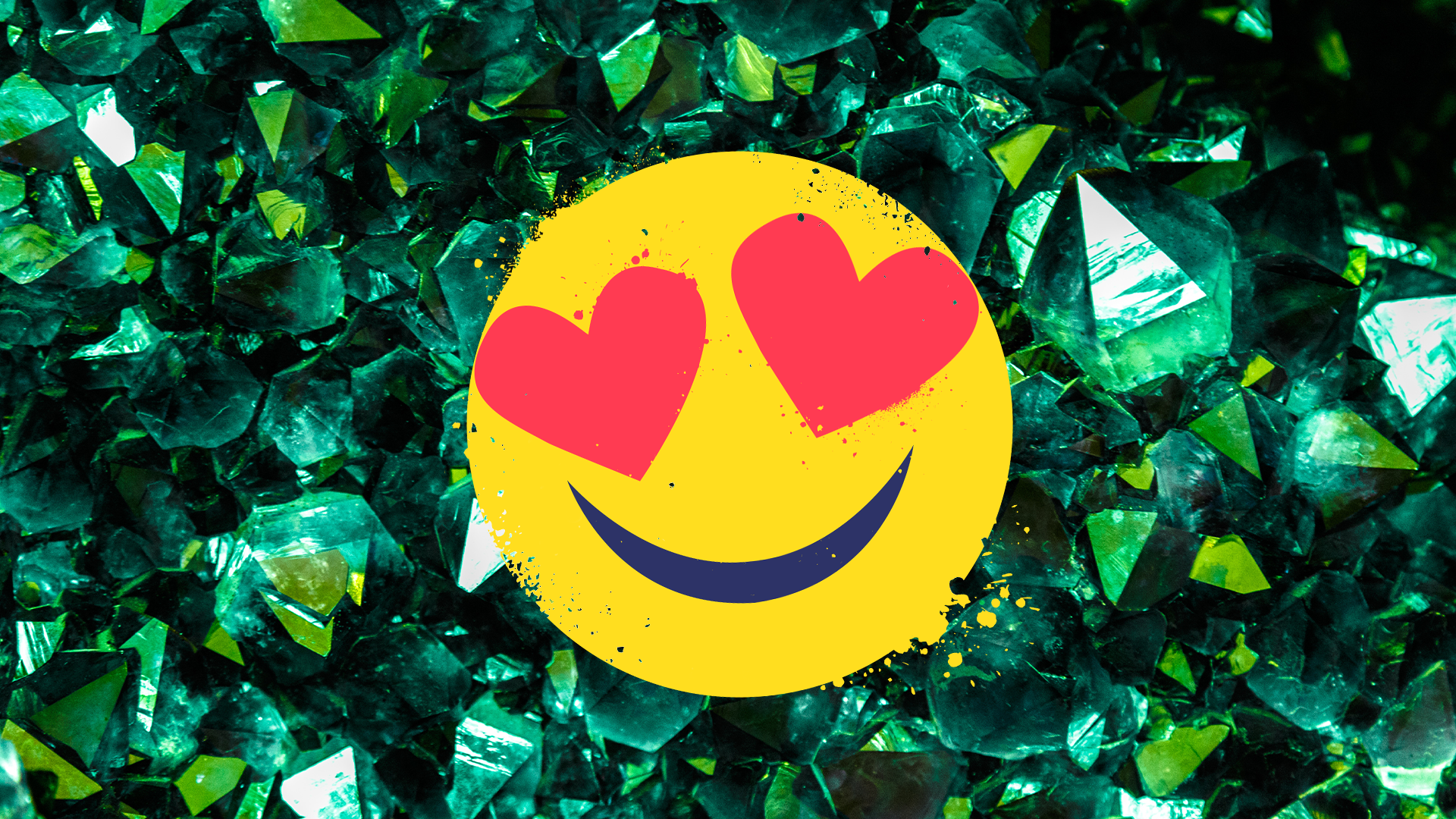 Heart eyes emoji on jewel background