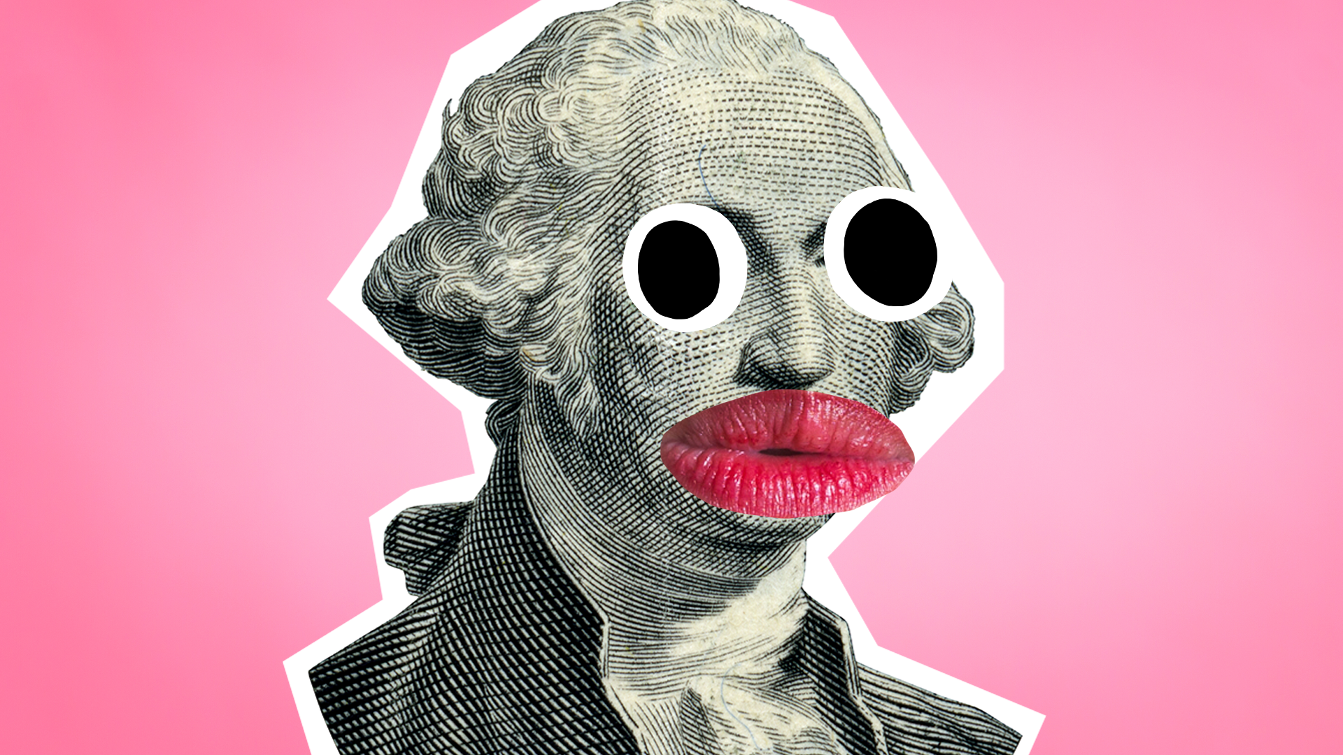 A fabulous George Washington on a pink background