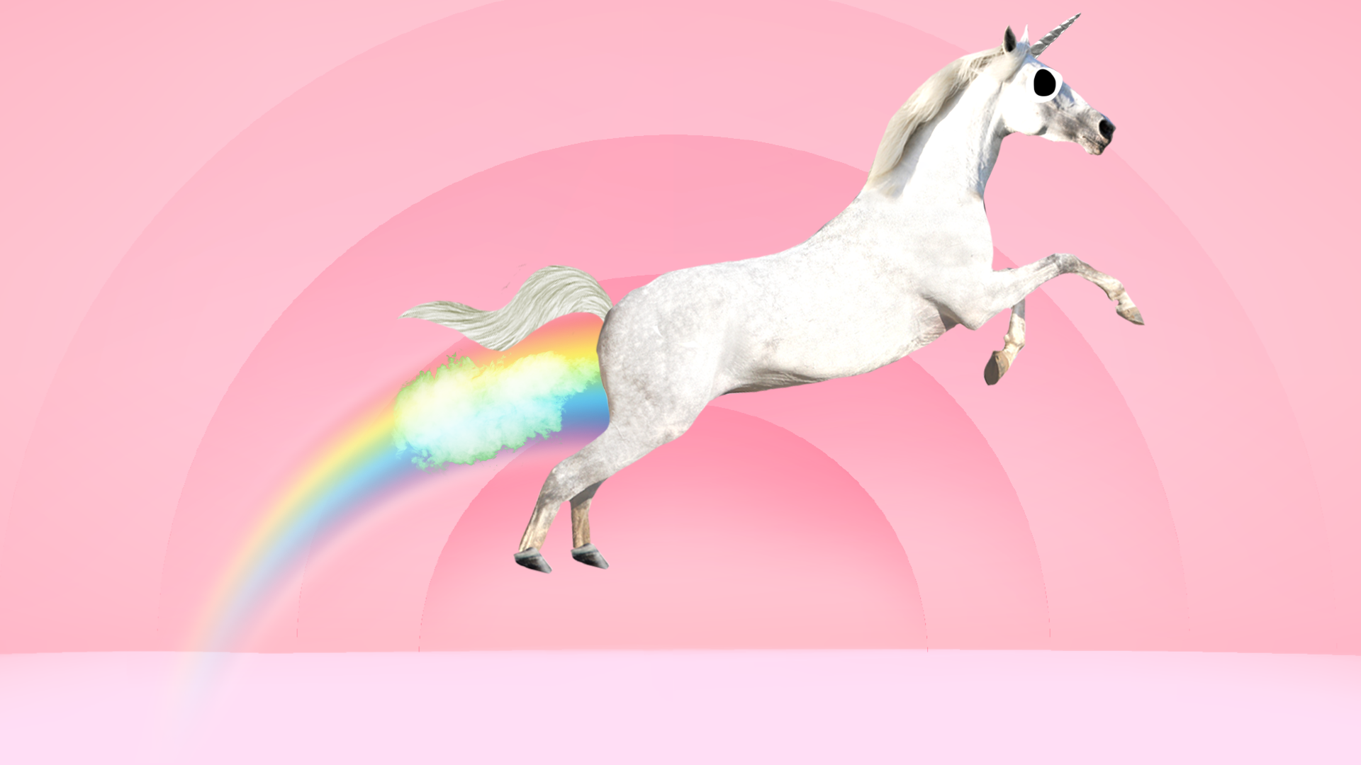 Farting unicorn on pink background
