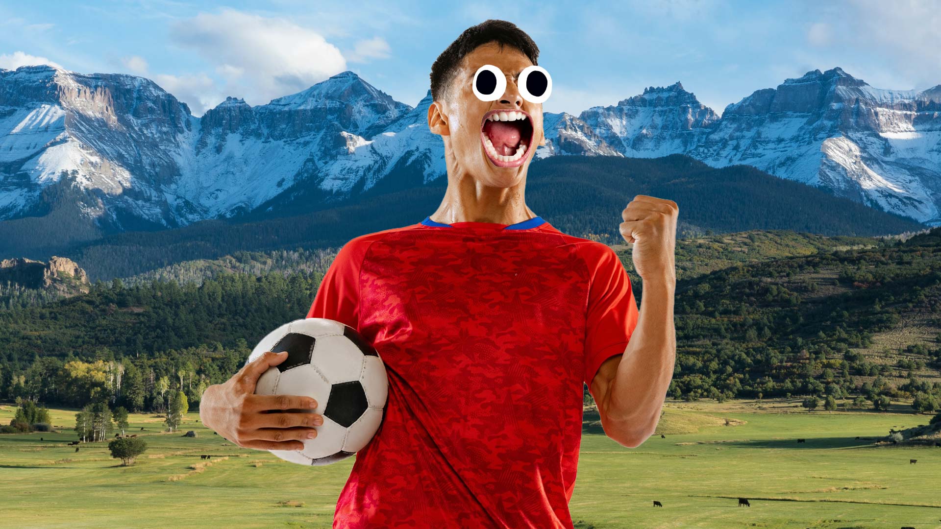 A footballer in the Colorado mountains