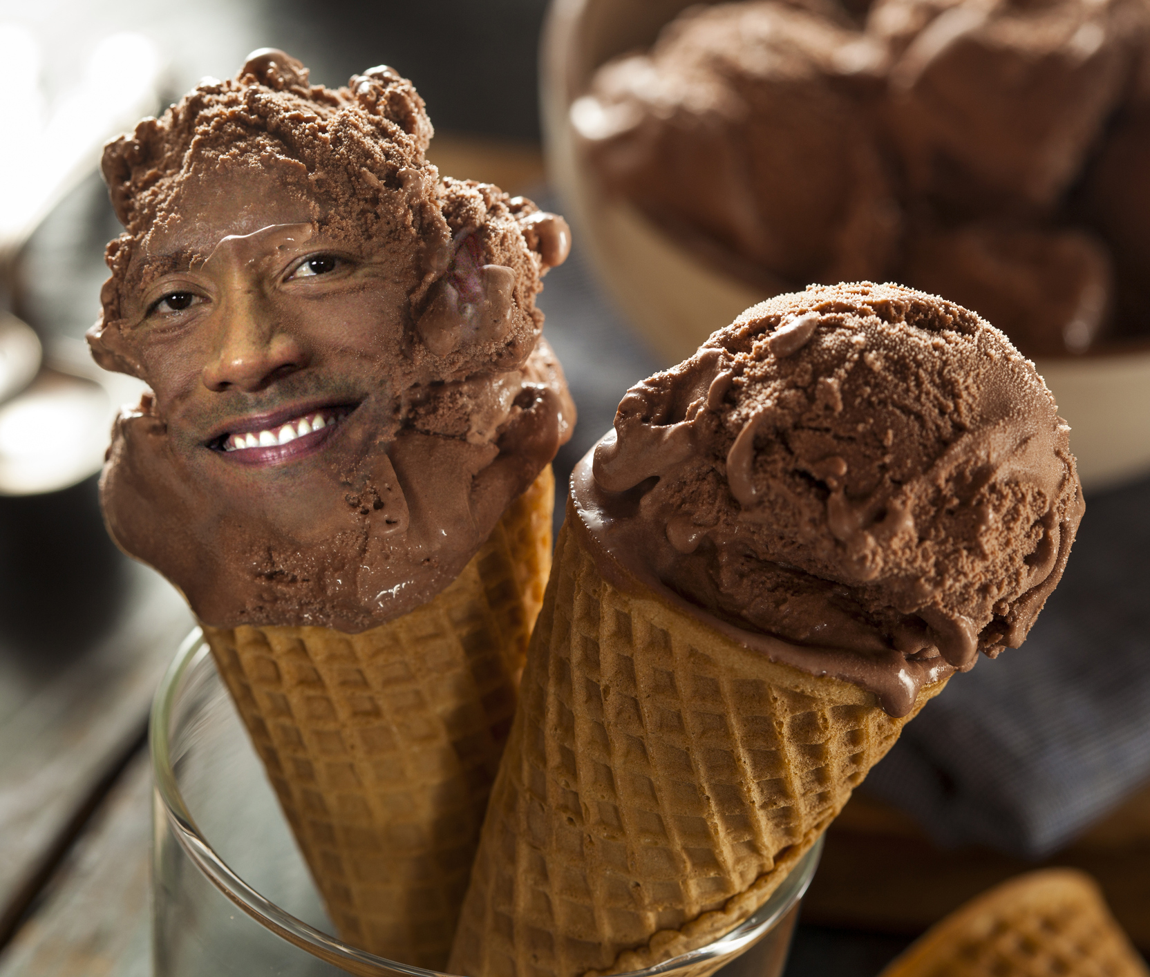 the rock on a chocolate ice cream