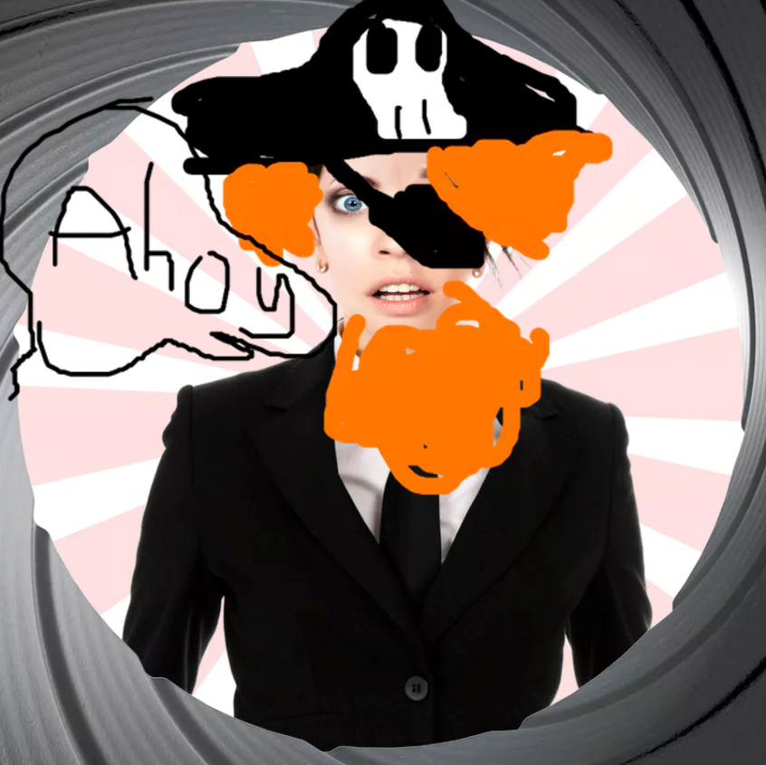 A secret agent disguised as a Pirate saying Ahoy