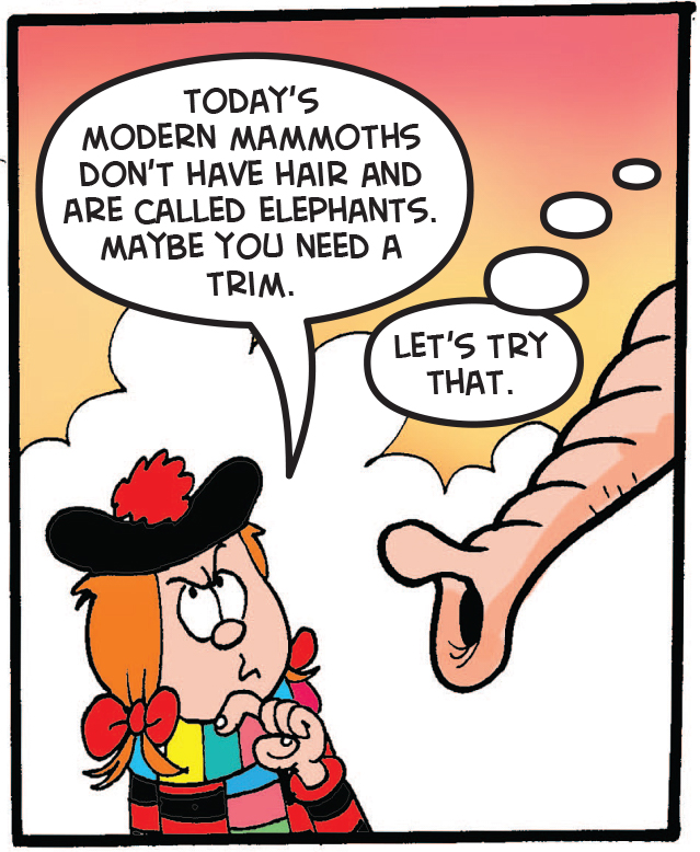 Minnie gives the mammoth some advice