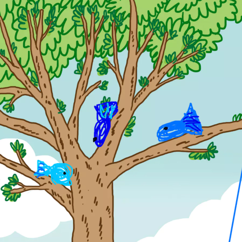 Three fish in a tree