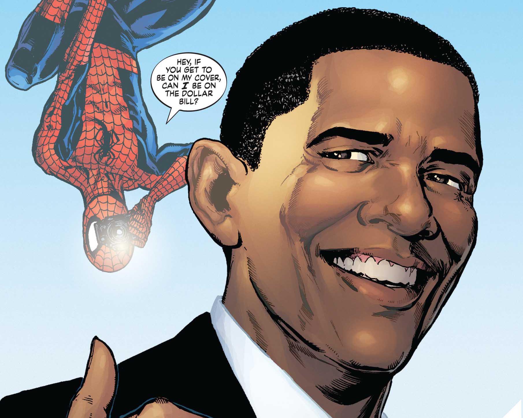 President Barack Obama and Spider-Man