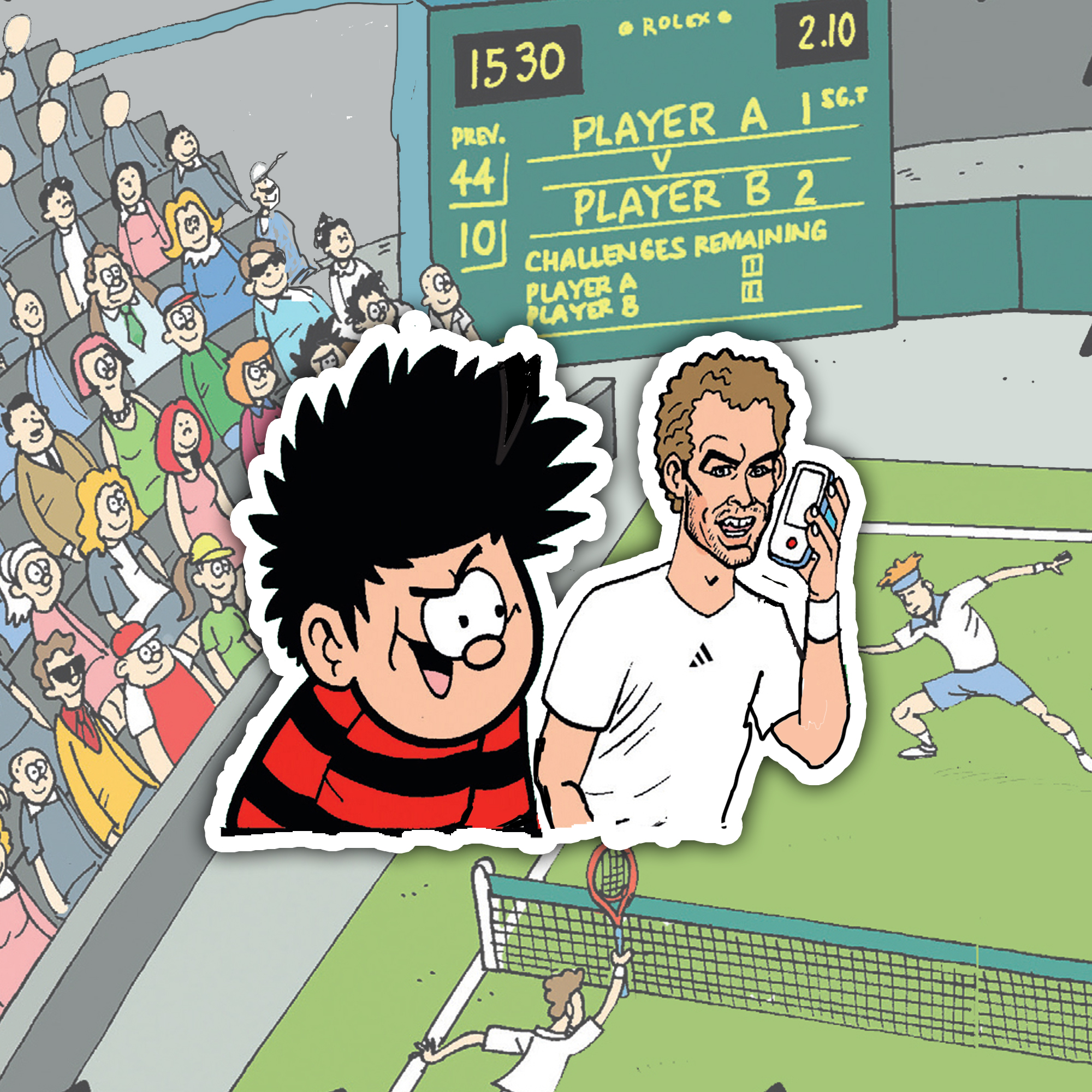 Dennis the Menace and Andy Murray at Wimbledon