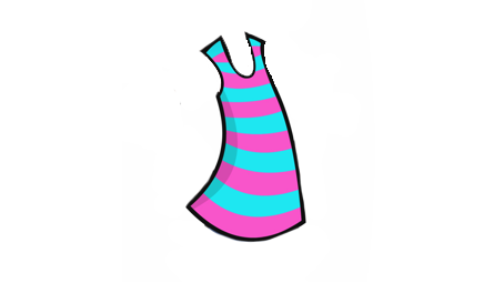 A pink and blue strip dress