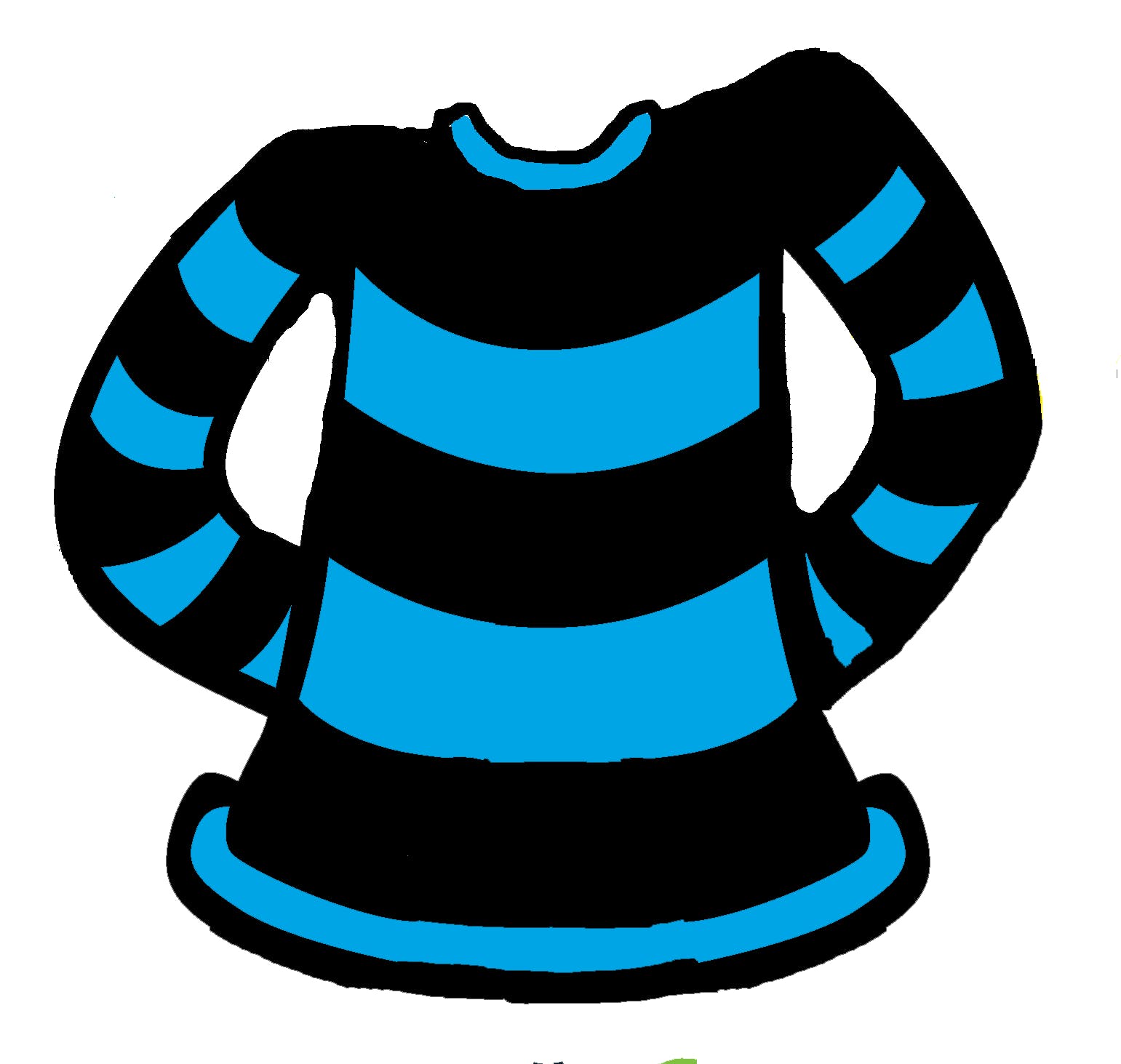 A blue and black stripe jumper