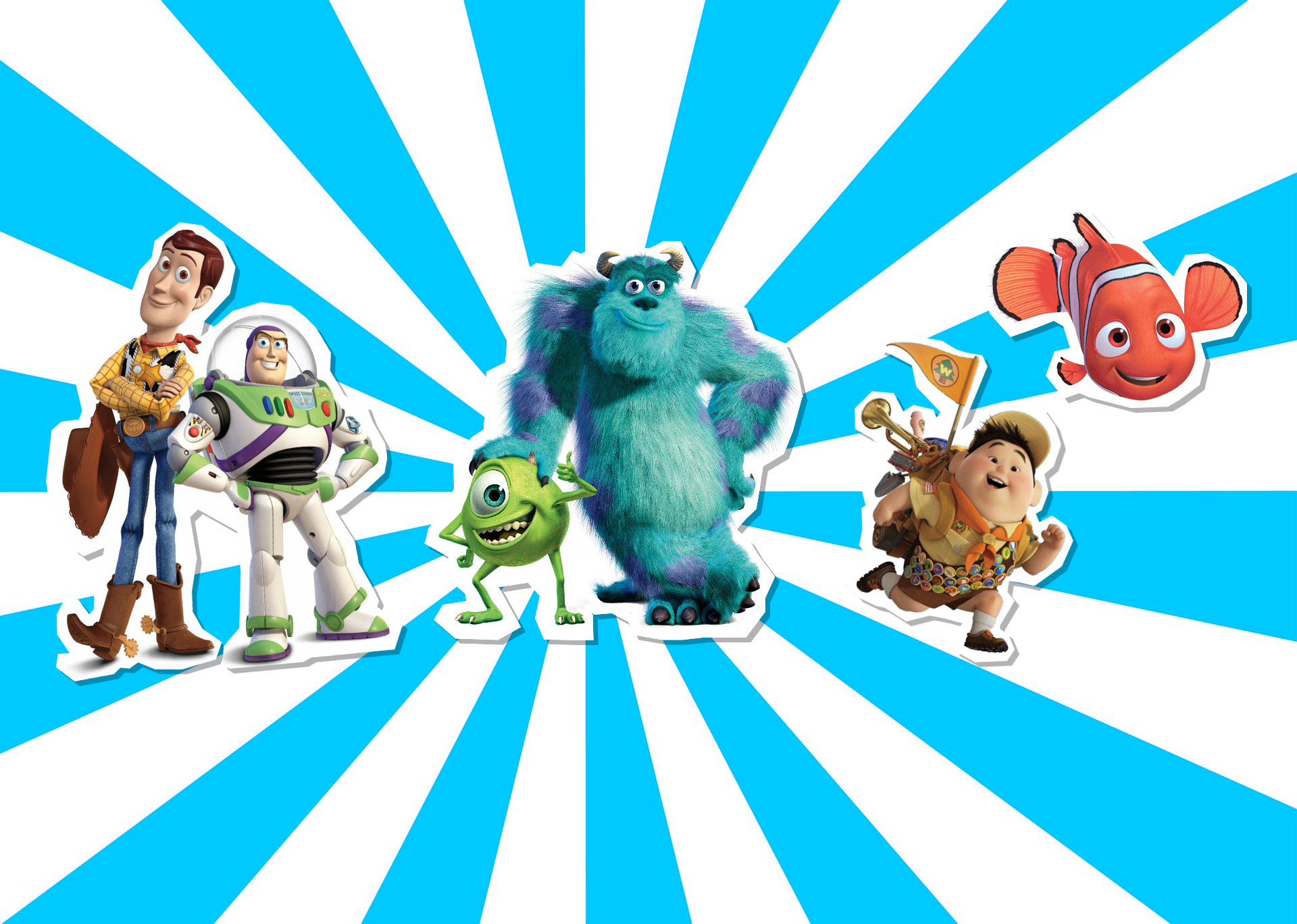 Pixar films Toy Story Monsters Inc Finding Nemo and Up